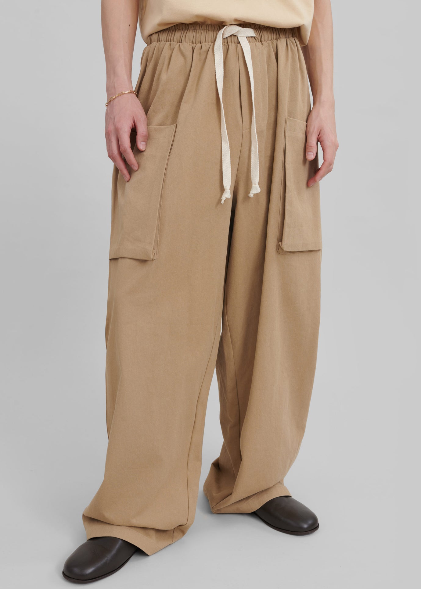 Lauri Drawstring Cargo Pants - Beige