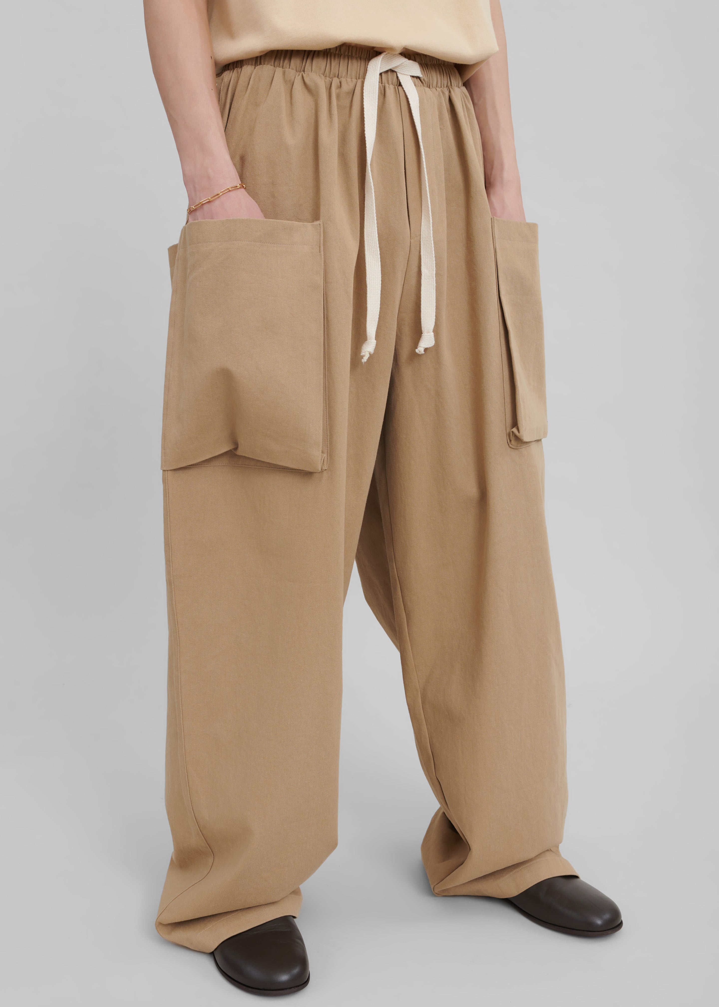 Lauri Drawstring Cargo Pants - Beige - 3