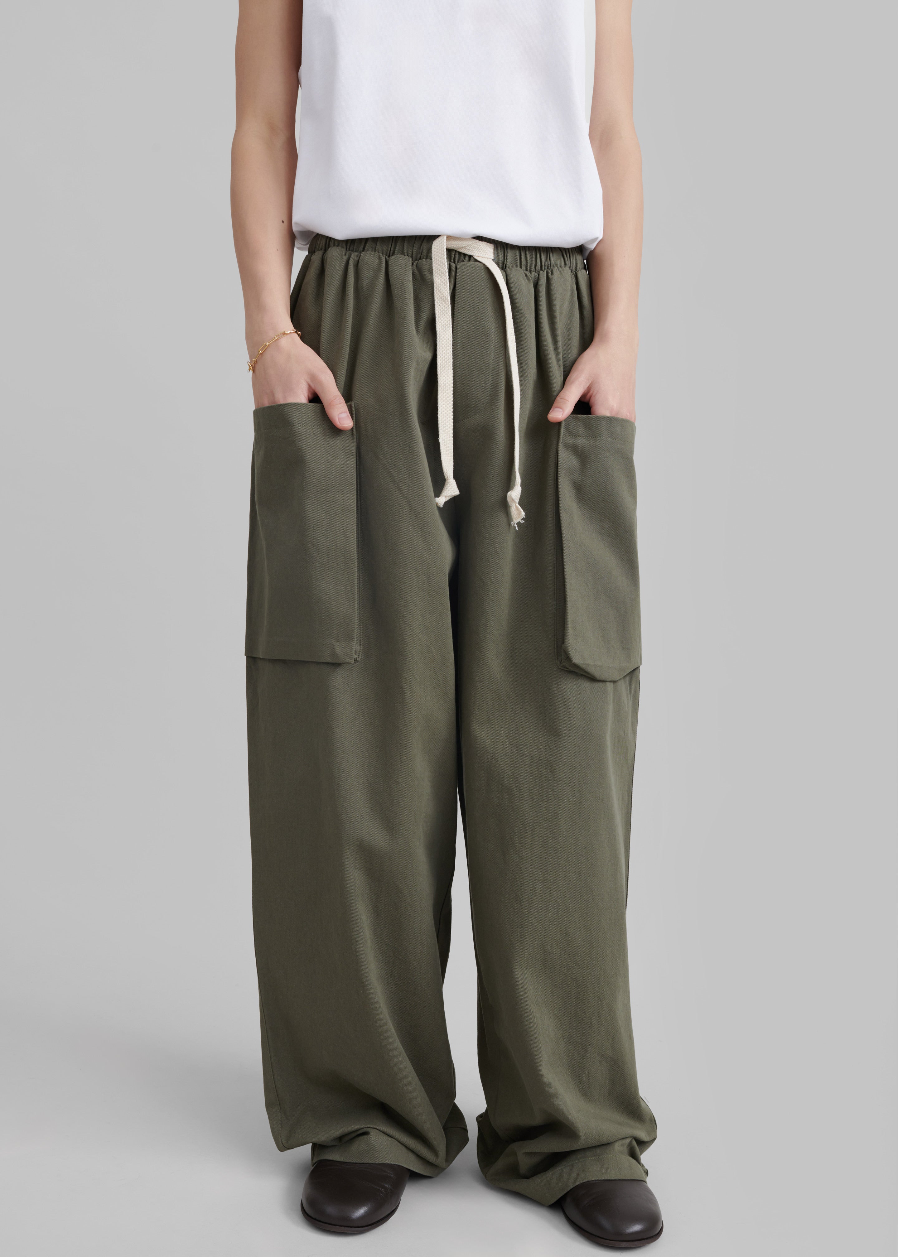 Lauri Drawstring Cargo Pants - Khaki - 7