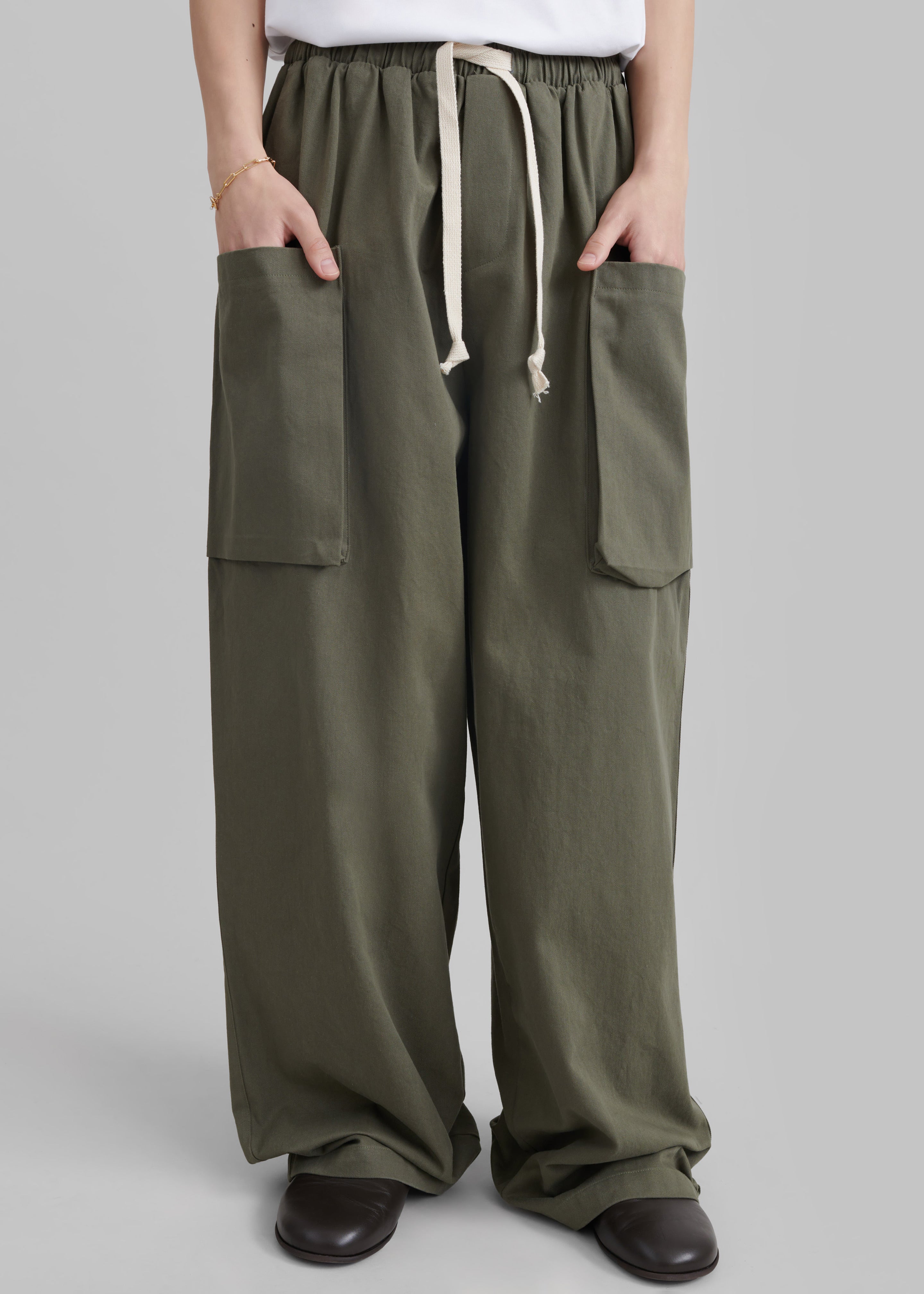 Lauri Drawstring Cargo Pants - Khaki - 7