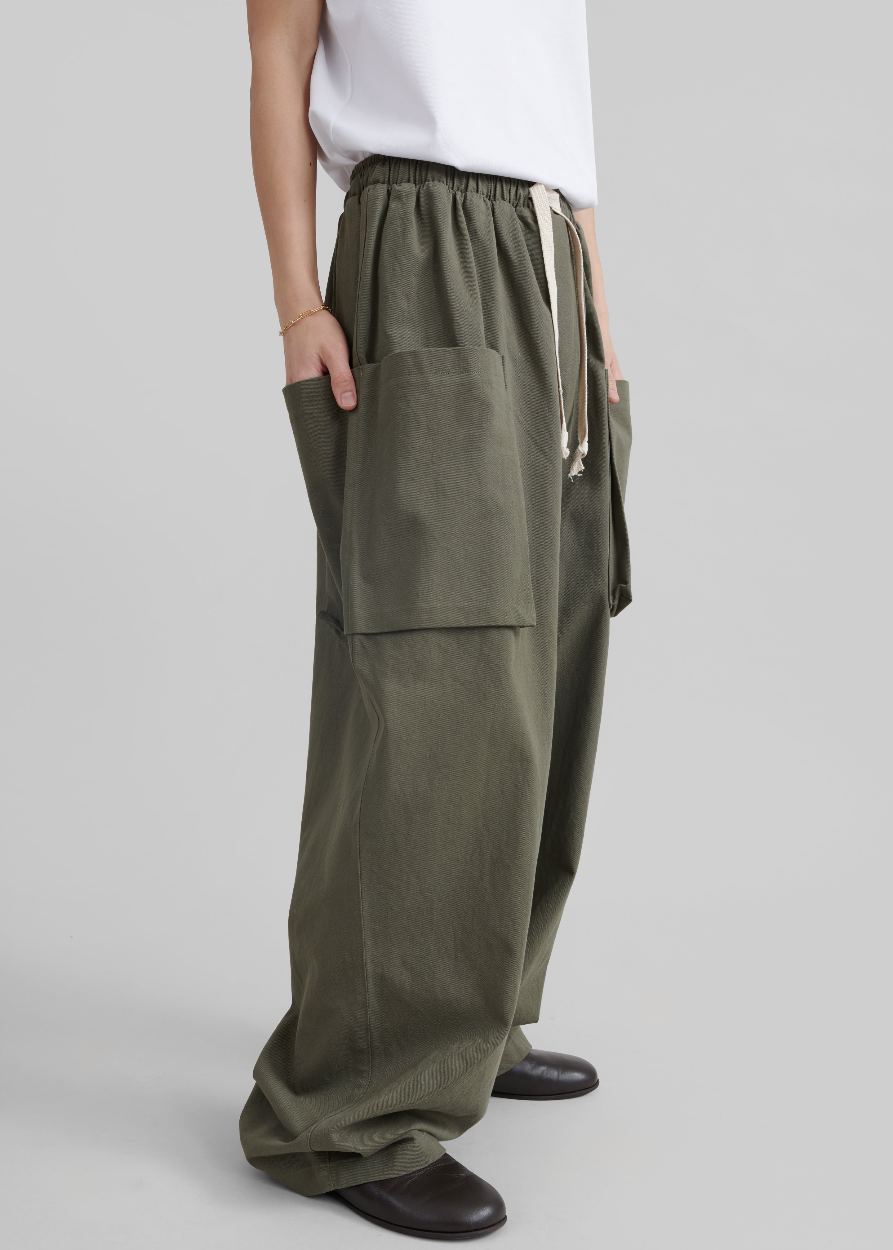 Lauri Drawstring Cargo Pants - Khaki - 8