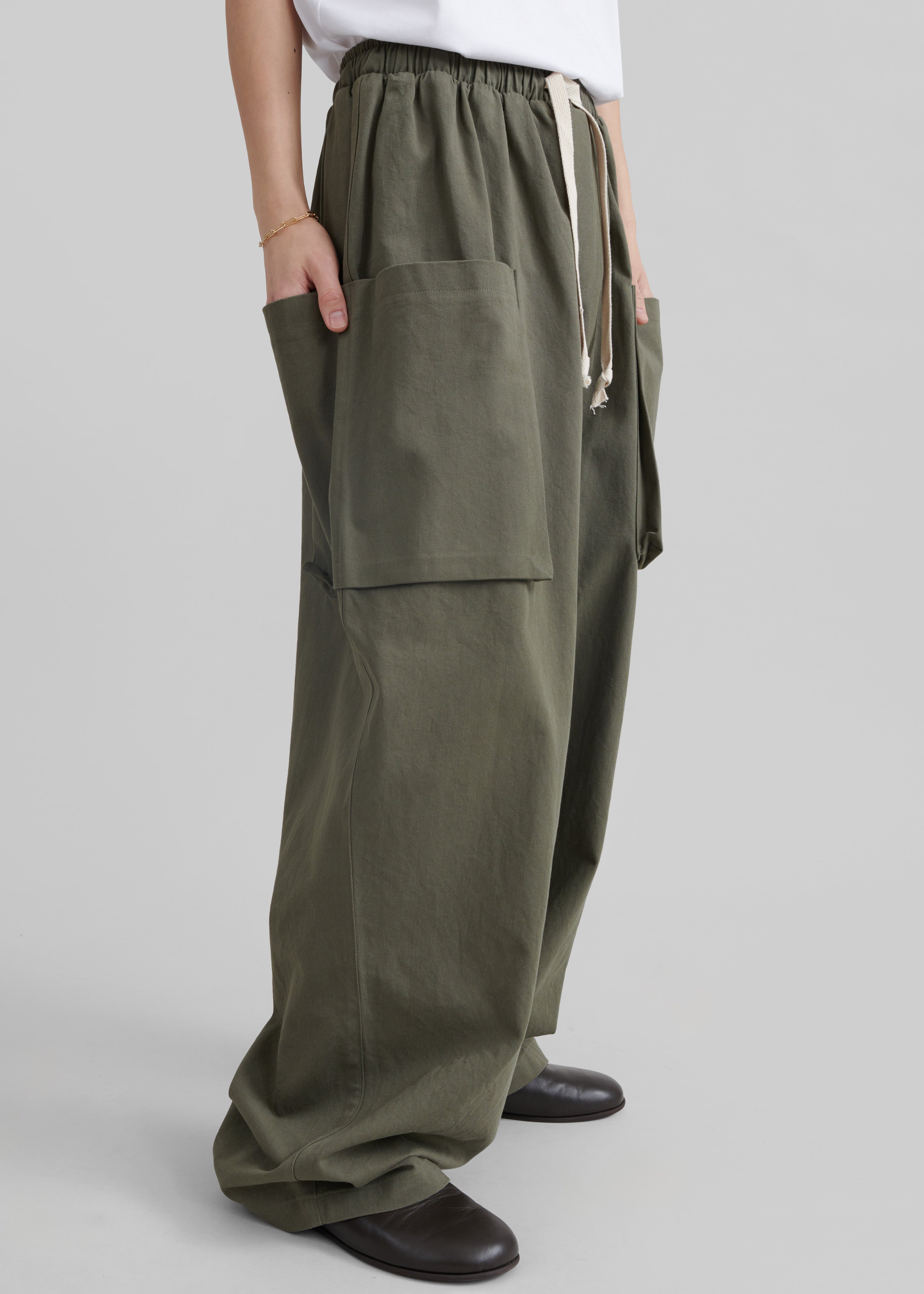 Lauri Drawstring Cargo Pants - Khaki - 8