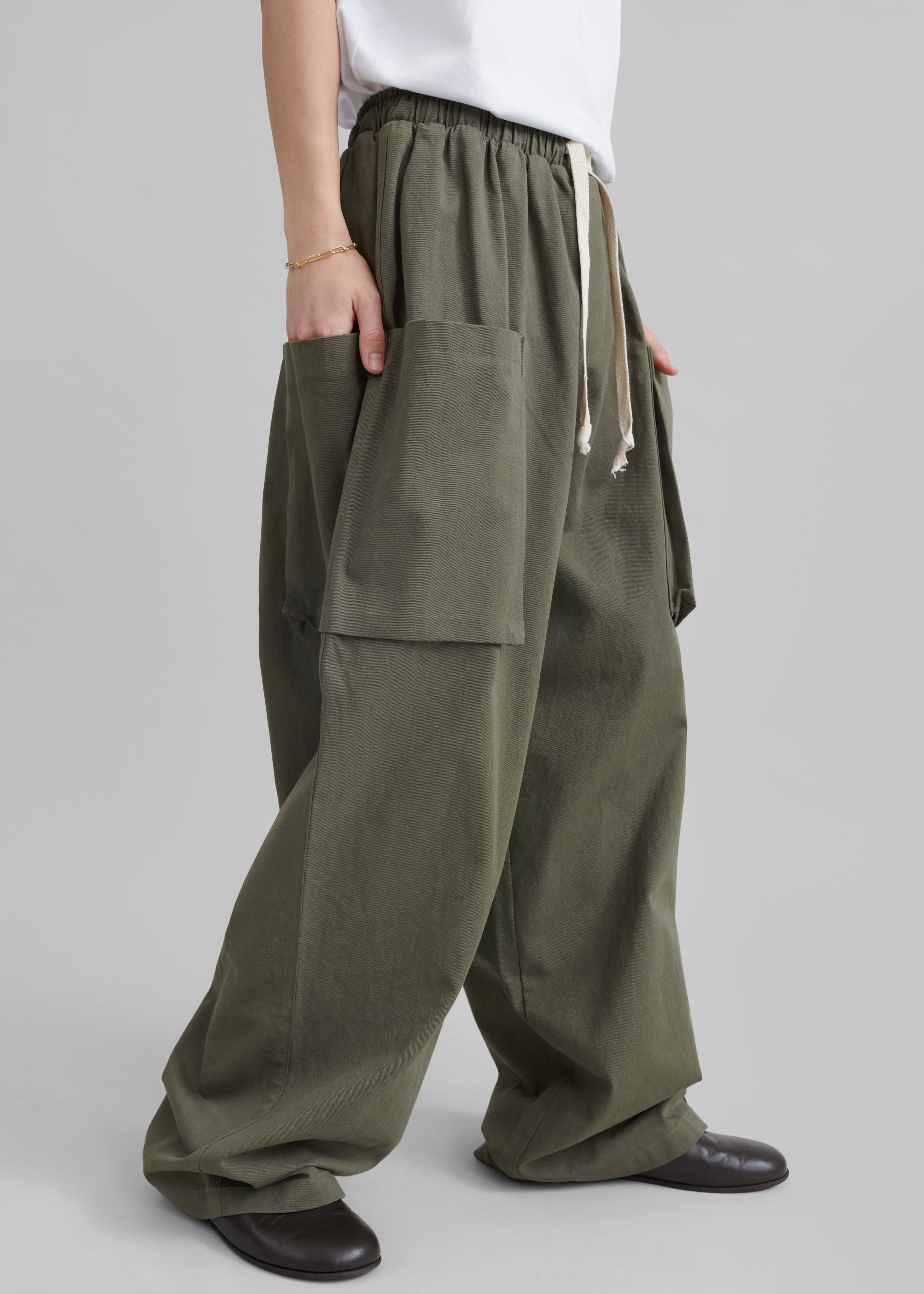 Lauri Drawstring Cargo Pants - Khaki - 2