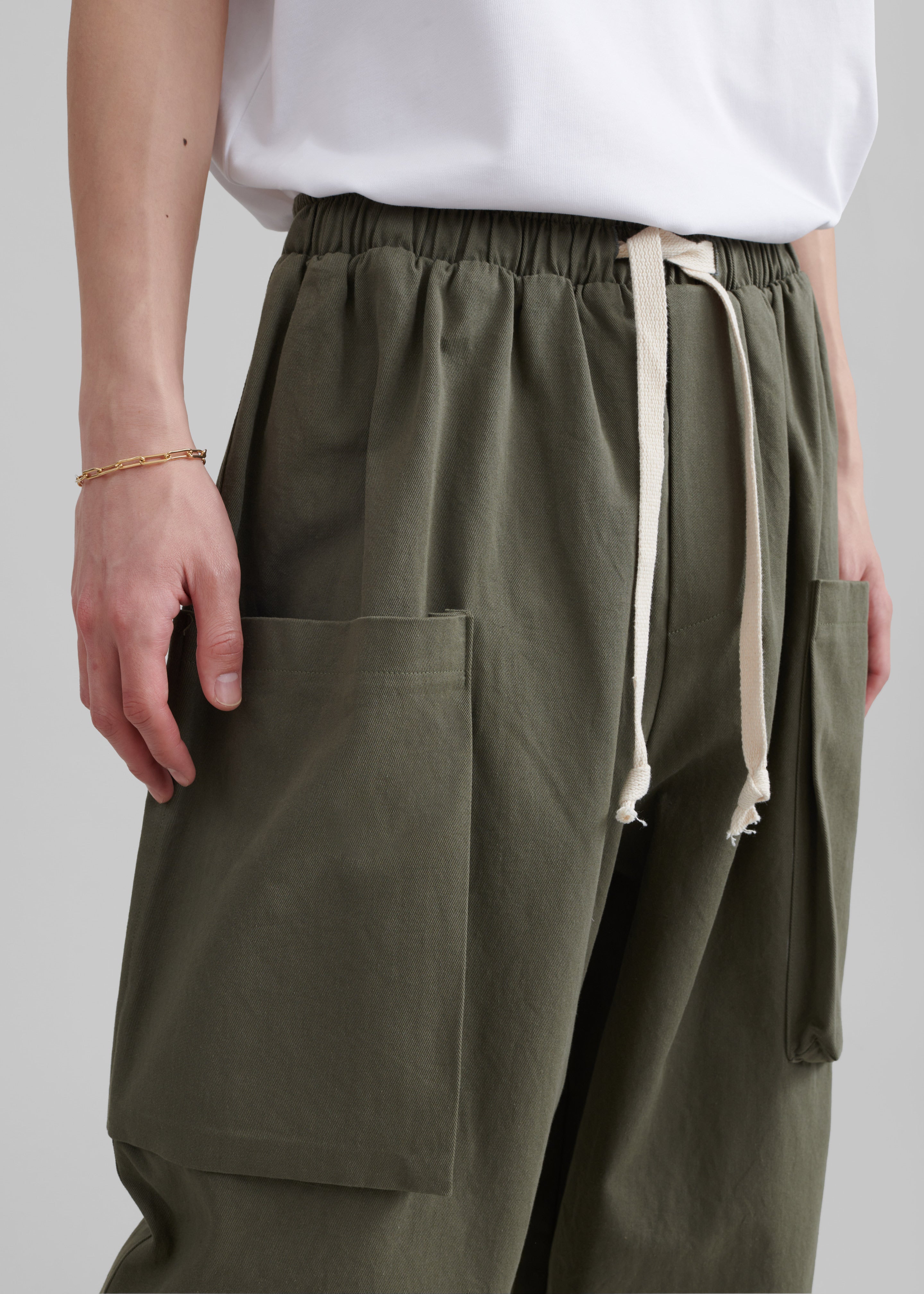 Lauri Drawstring Cargo Pants - Khaki - 3