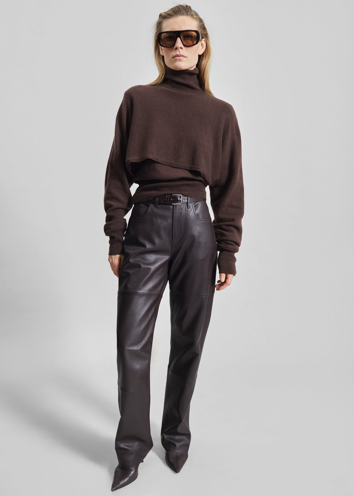 Lausanne Cashmere Detachable Layered Knit Set - Brown - 4