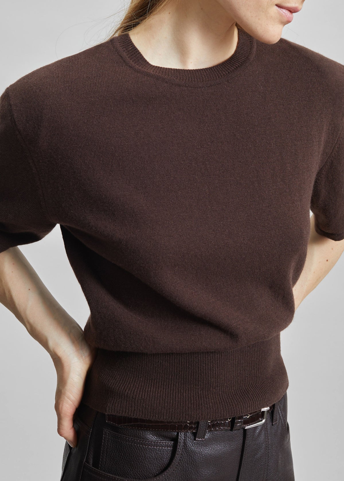 Lausanne Cashmere Detachable Layered Knit Set - Brown - 6