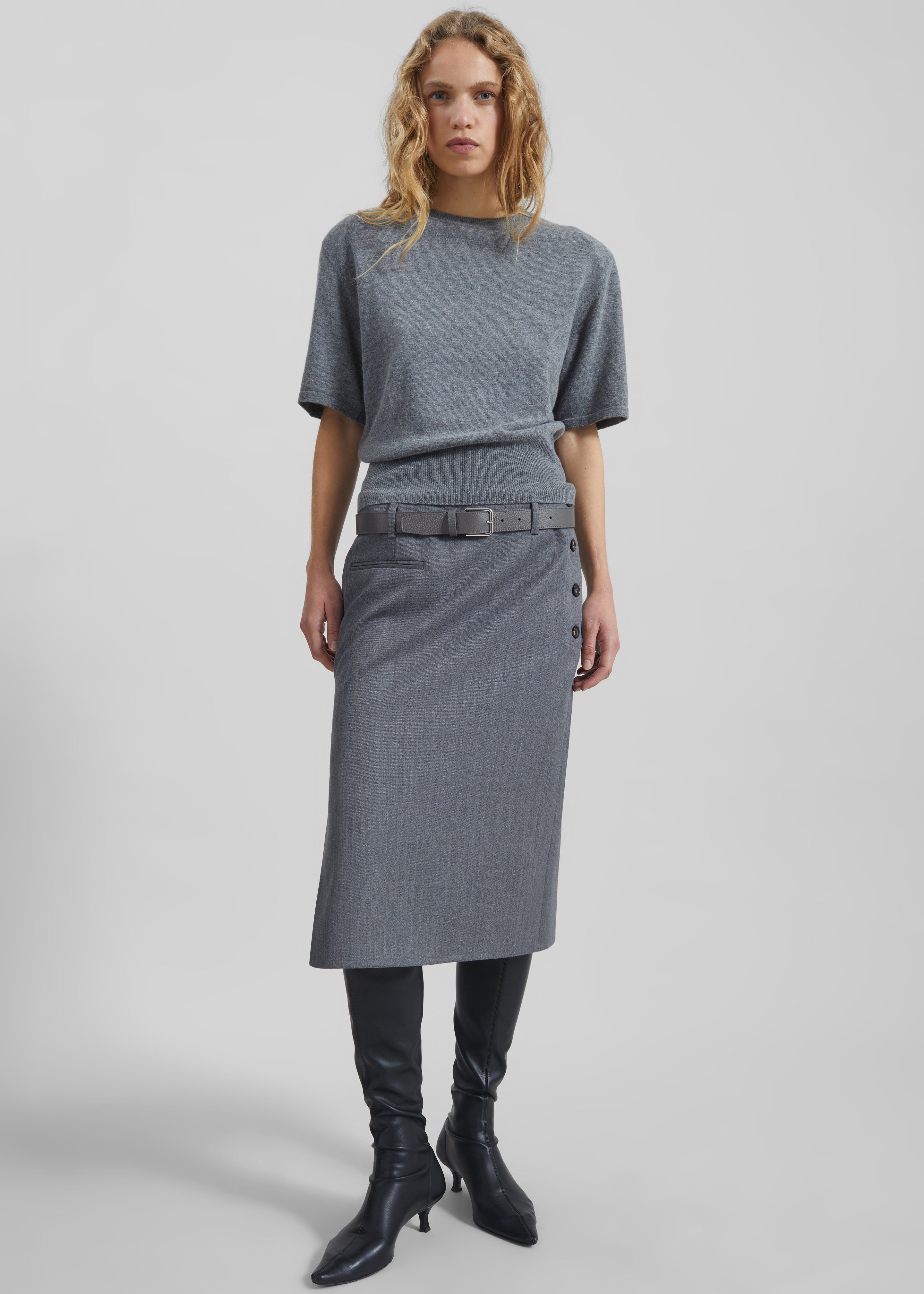 Lausanne Cashmere Detachable Layered Knit Set - Grey - 7