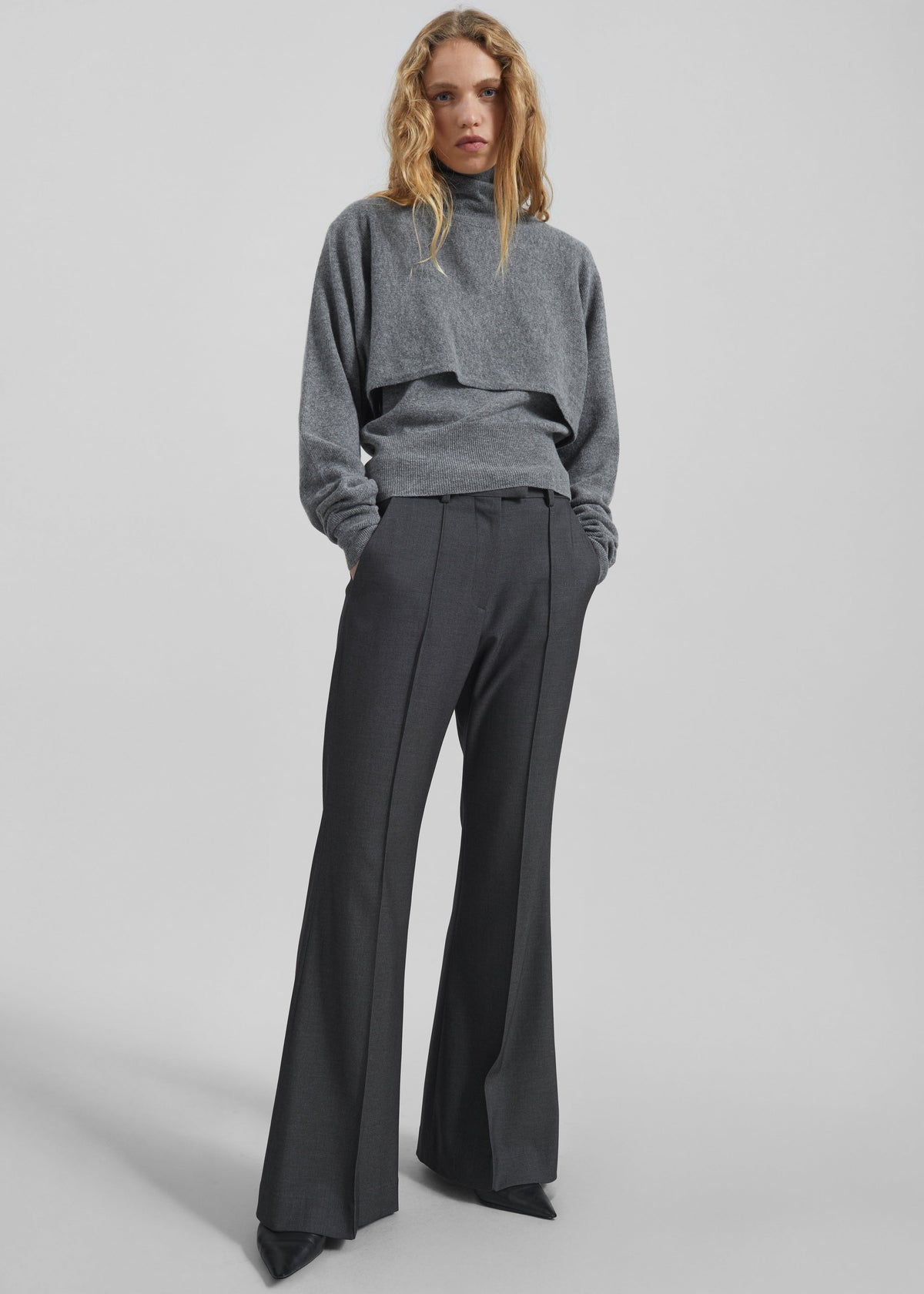 Lausanne Cashmere Detachable Layered Knit Set - Grey - 5