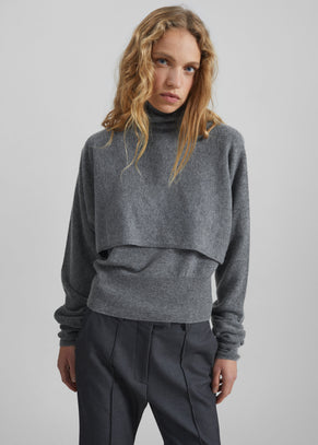 Lausanne Cashmere Detachable Layered Knit Set - Grey