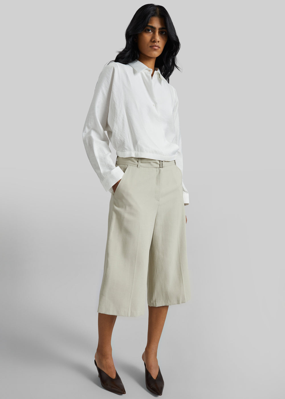 Lavre Belted Bermuda Shorts - Beige Melange - 1