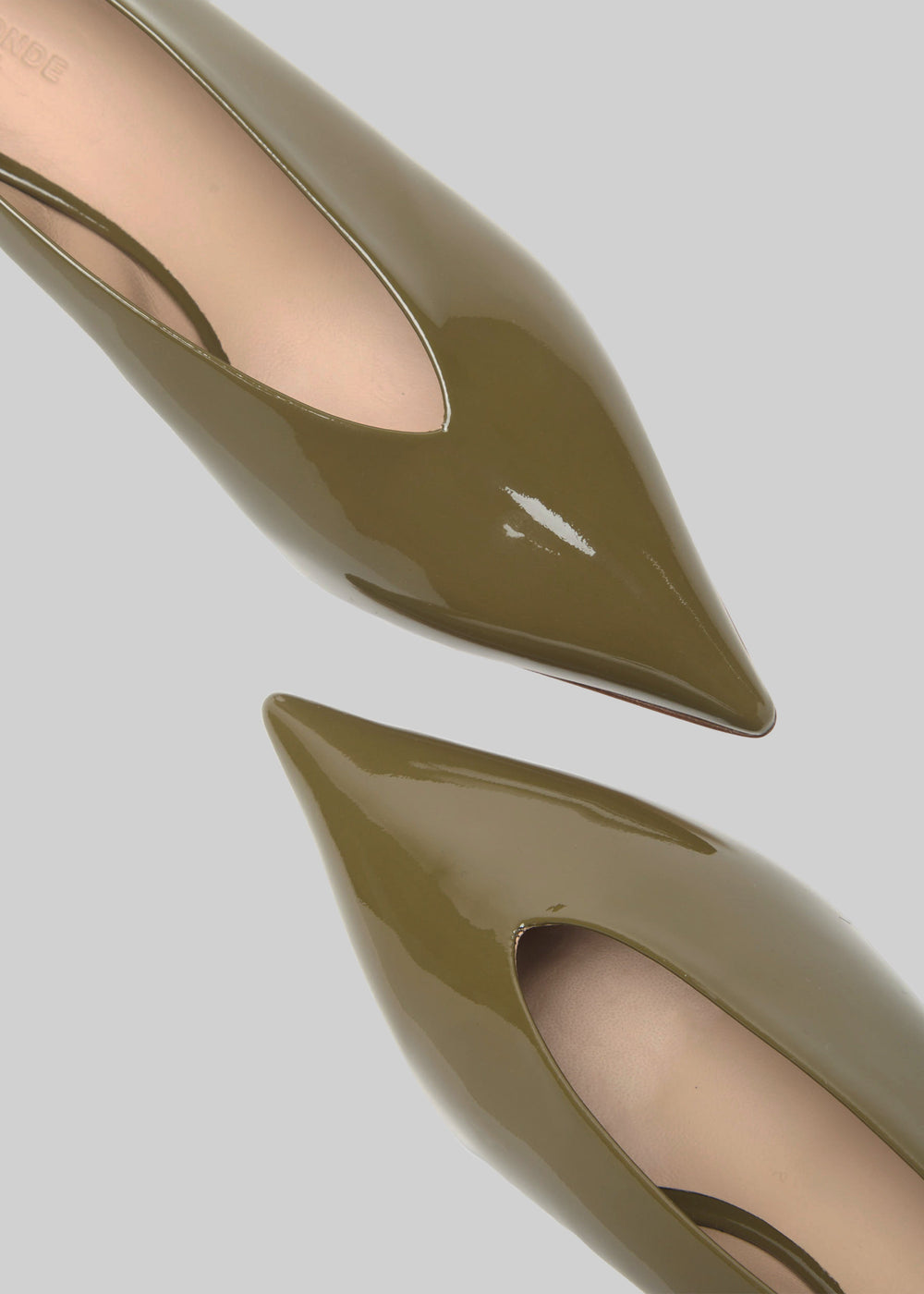 Le Monde Beryl Babouche Kitten Heels Vernice Leather - Khaki - 1