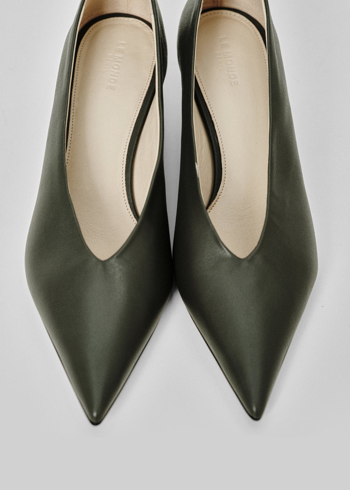 Le Monde Beryl Babouche Kitten Heels - Military