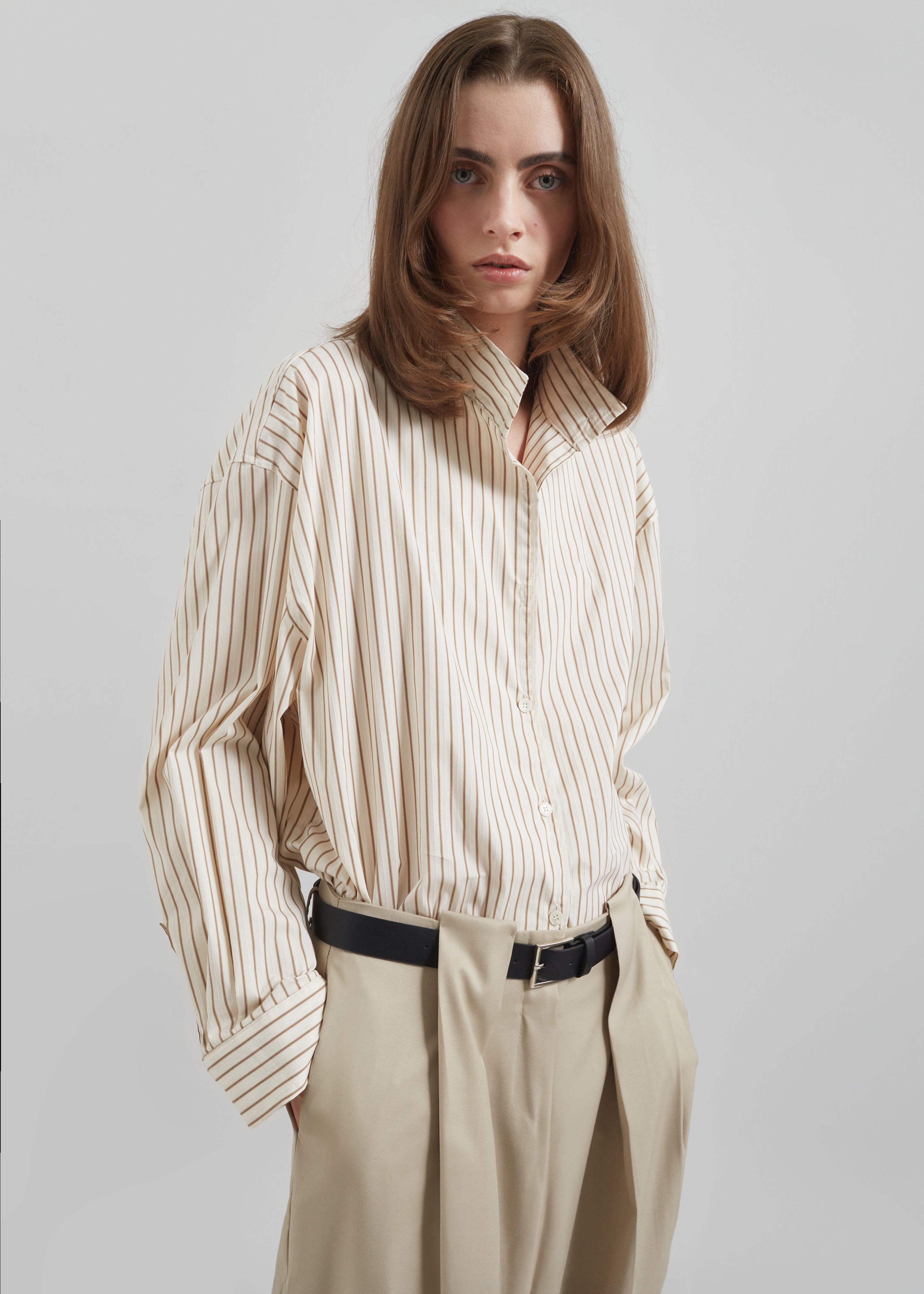 Lecco Striped Shirt - Beige Stripe - 4