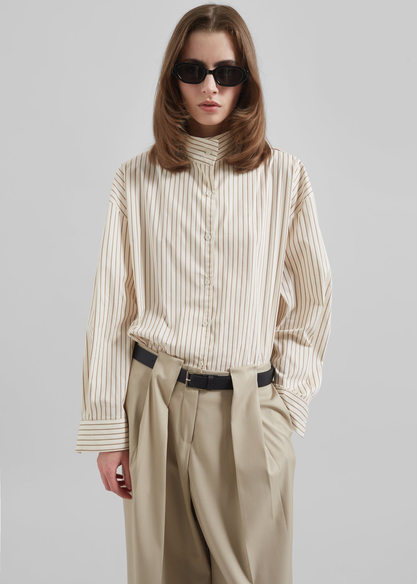 Lecco Striped Shirt - Beige Stripe