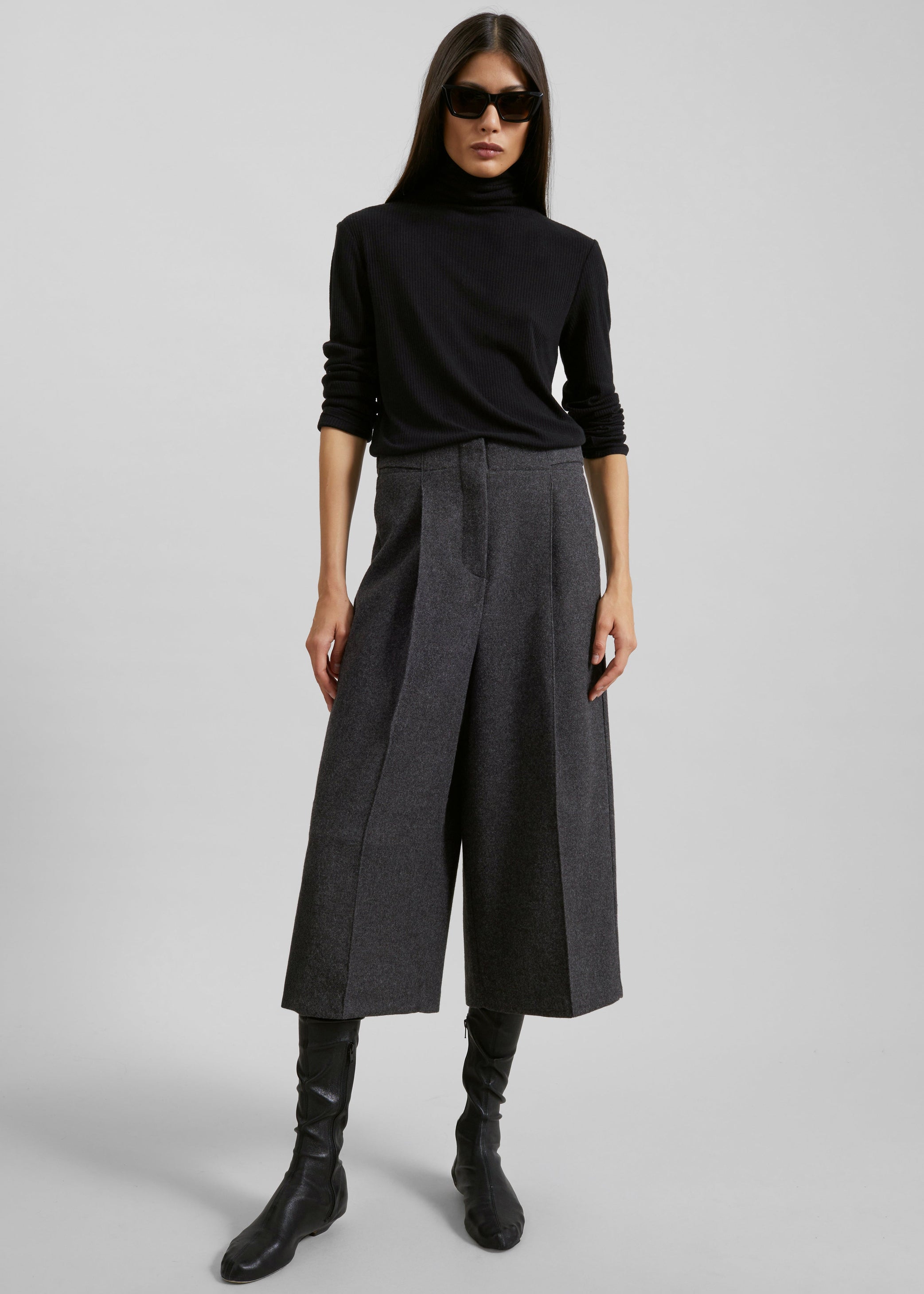 Shop the look image for Leher Tailored Wool Culottes - Charcoal