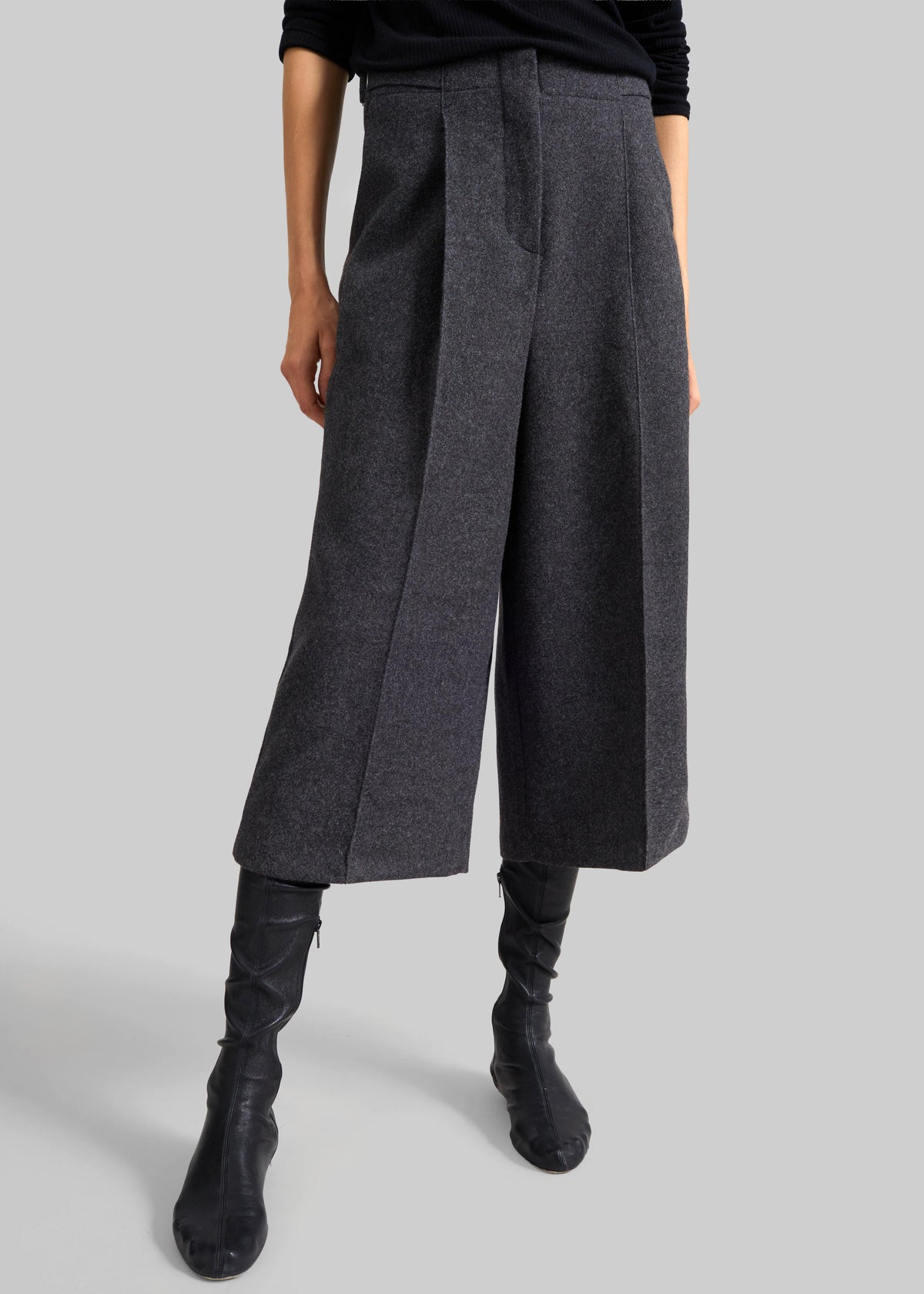 Leher Tailored Wool Culottes - Charcoal - 2