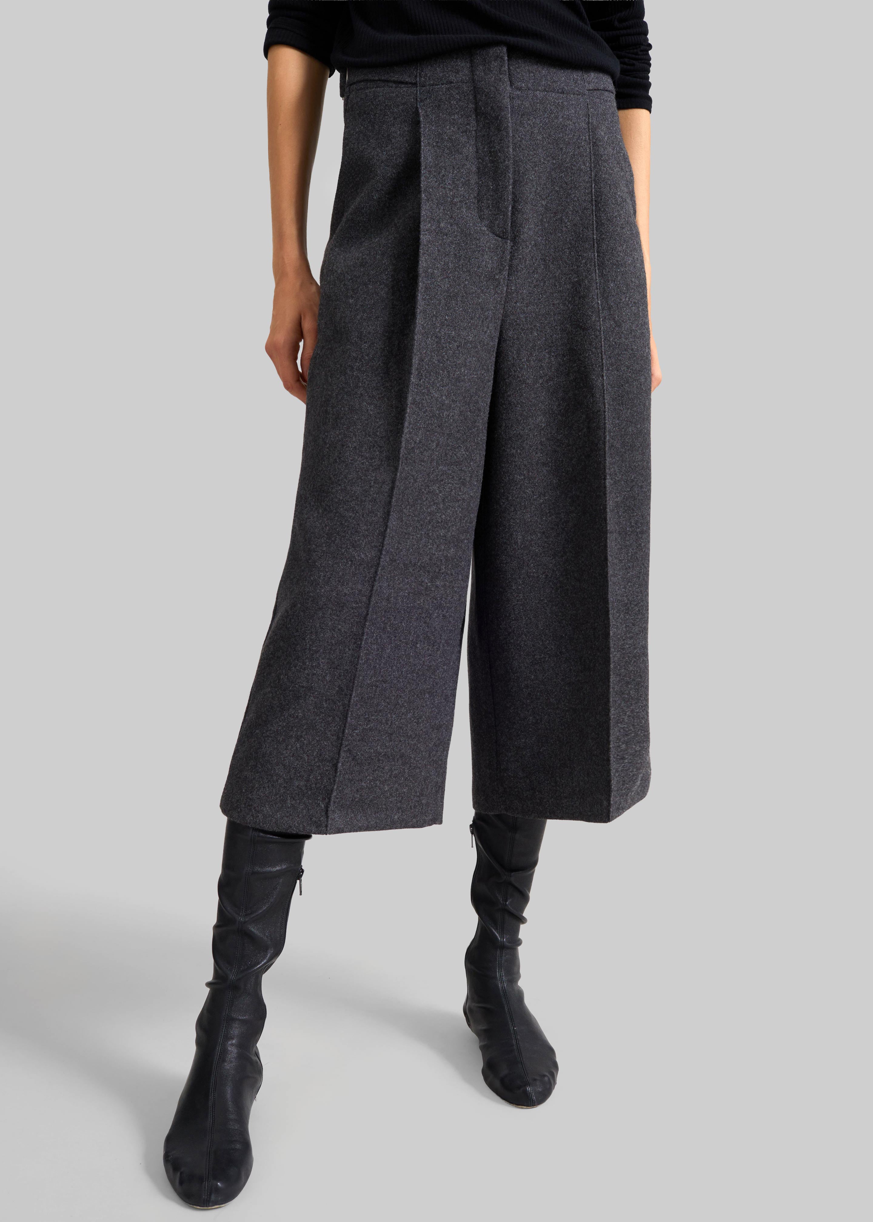Leher Tailored Wool Culottes - Charcoal - 2