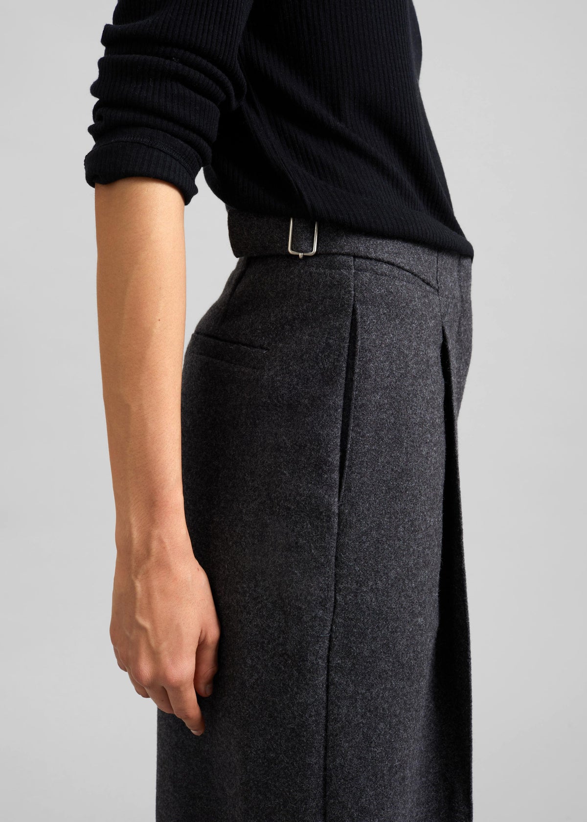 Leher Tailored Wool Culottes - Charcoal - 4