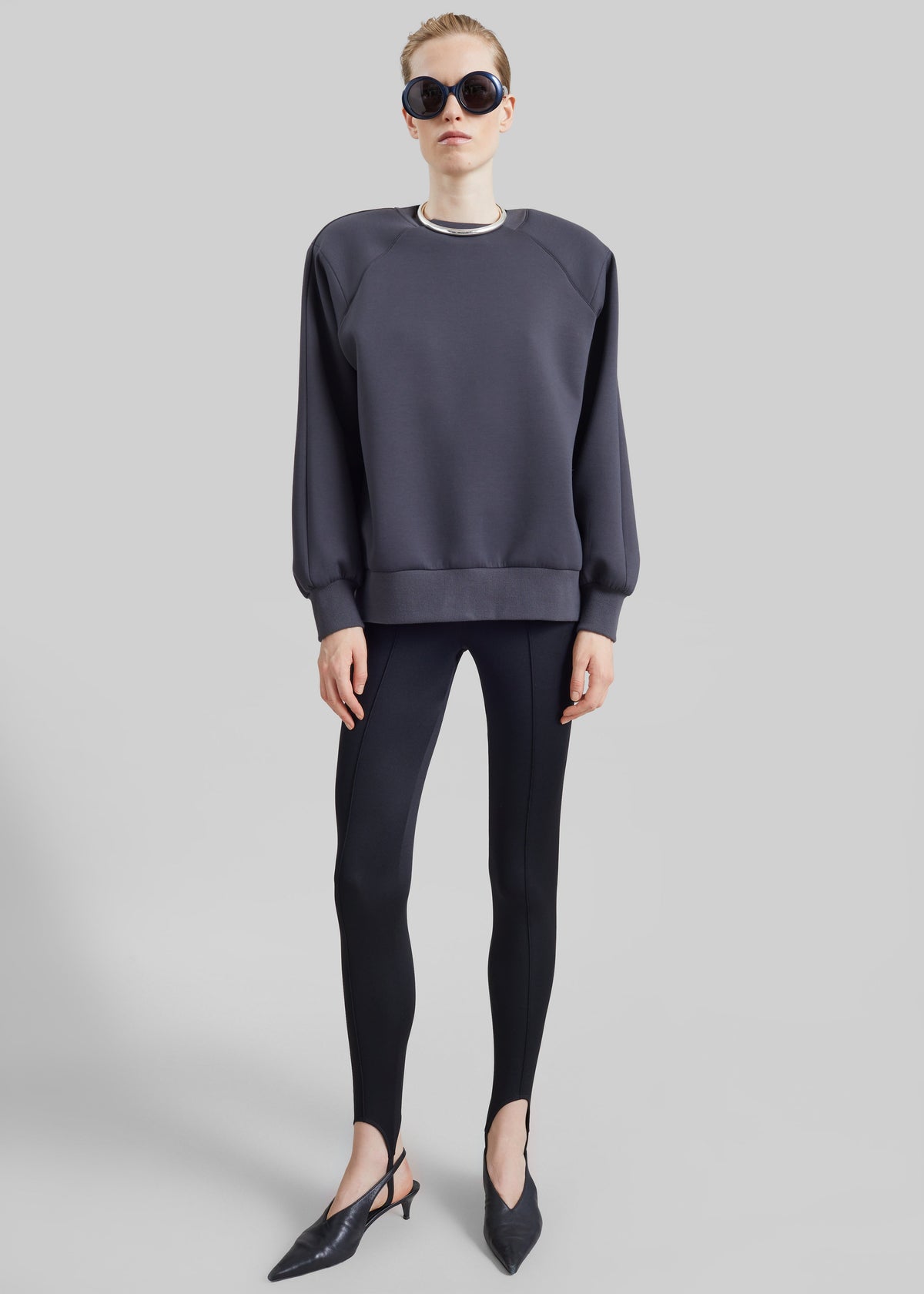 Leian Neoprene Padded Sweatshirt - Grey Melange