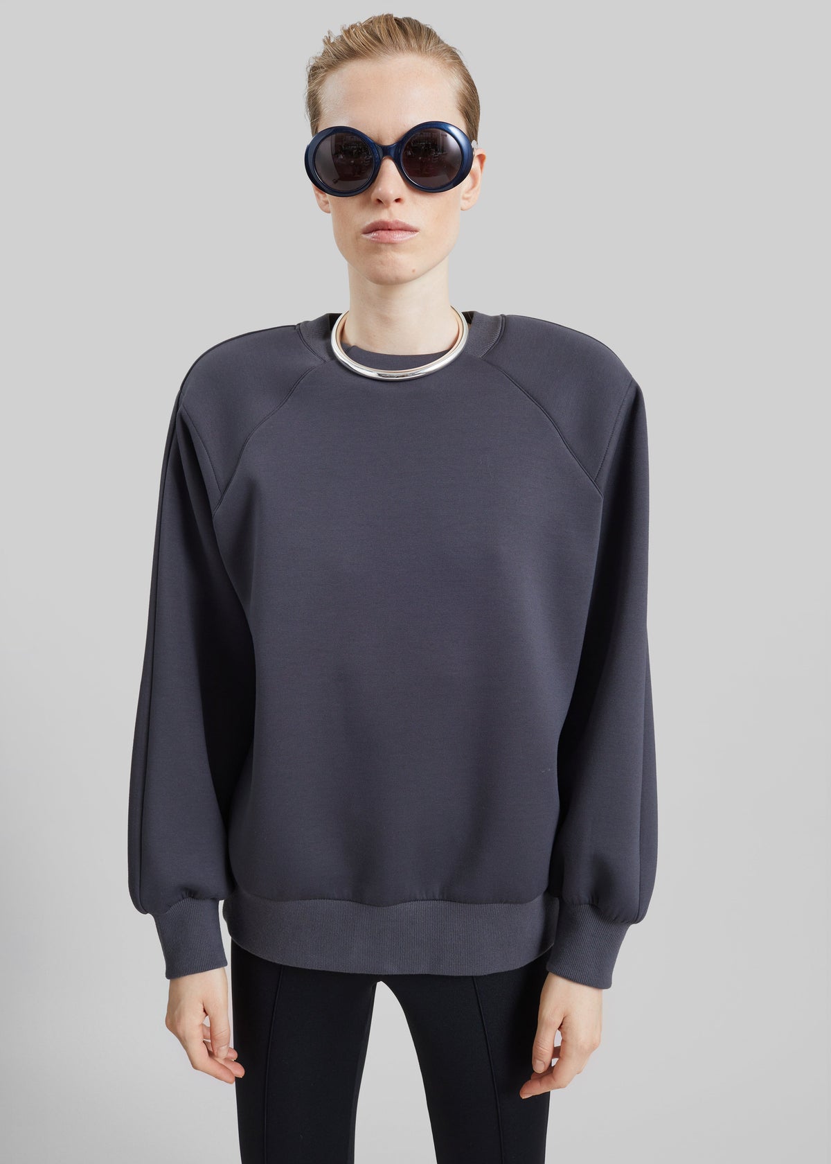 Leian Neoprene Padded Sweatshirt - Grey Melange
