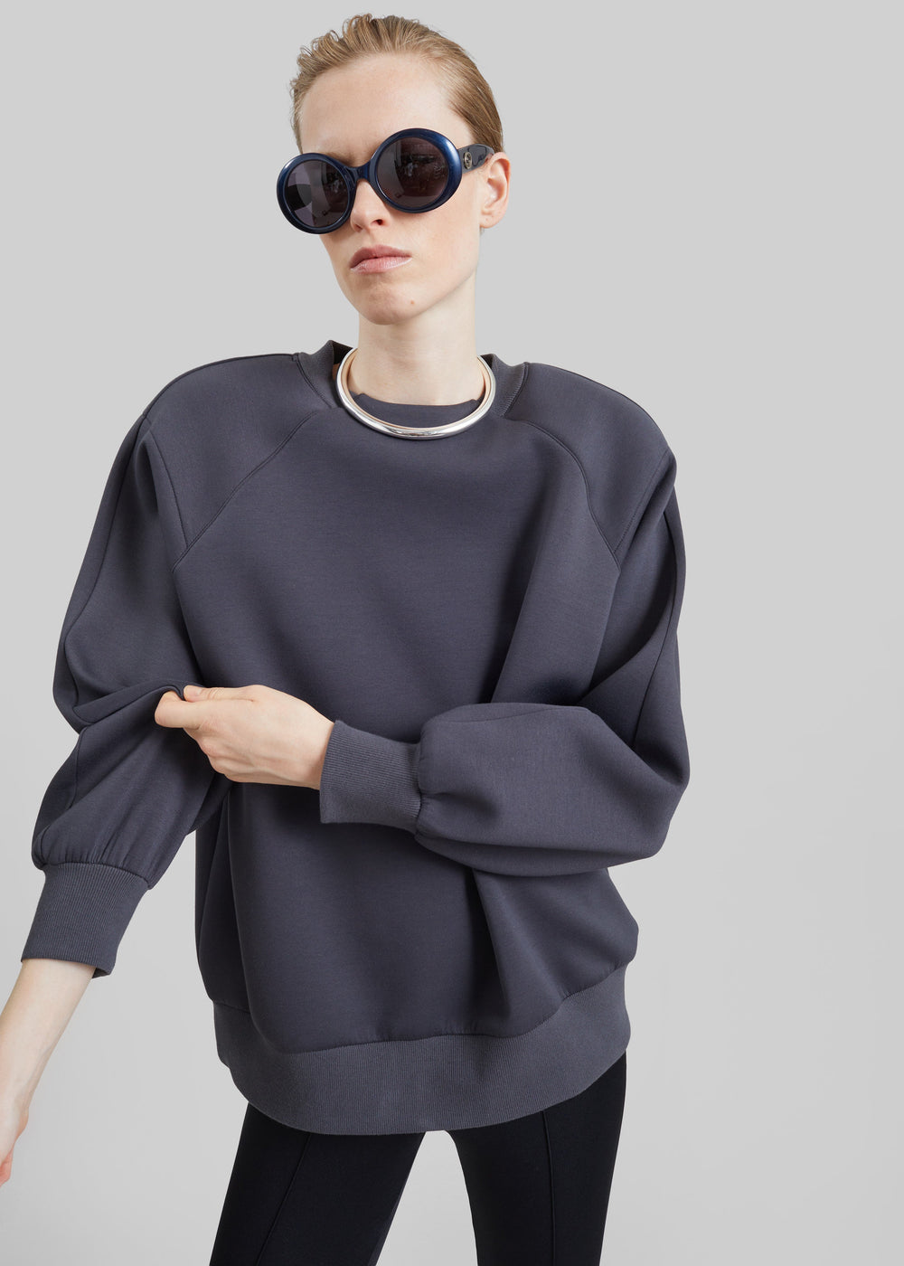 Leian Neoprene Padded Sweatshirt - Grey Melange