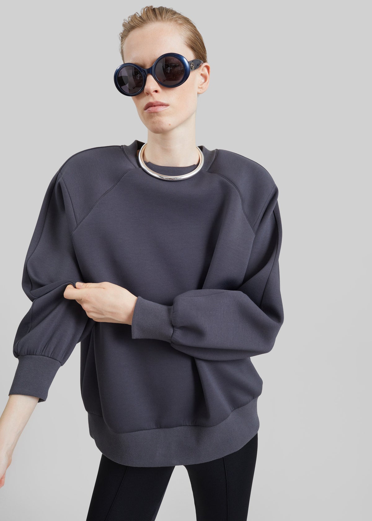Leian Neoprene Padded Sweatshirt - Grey Melange