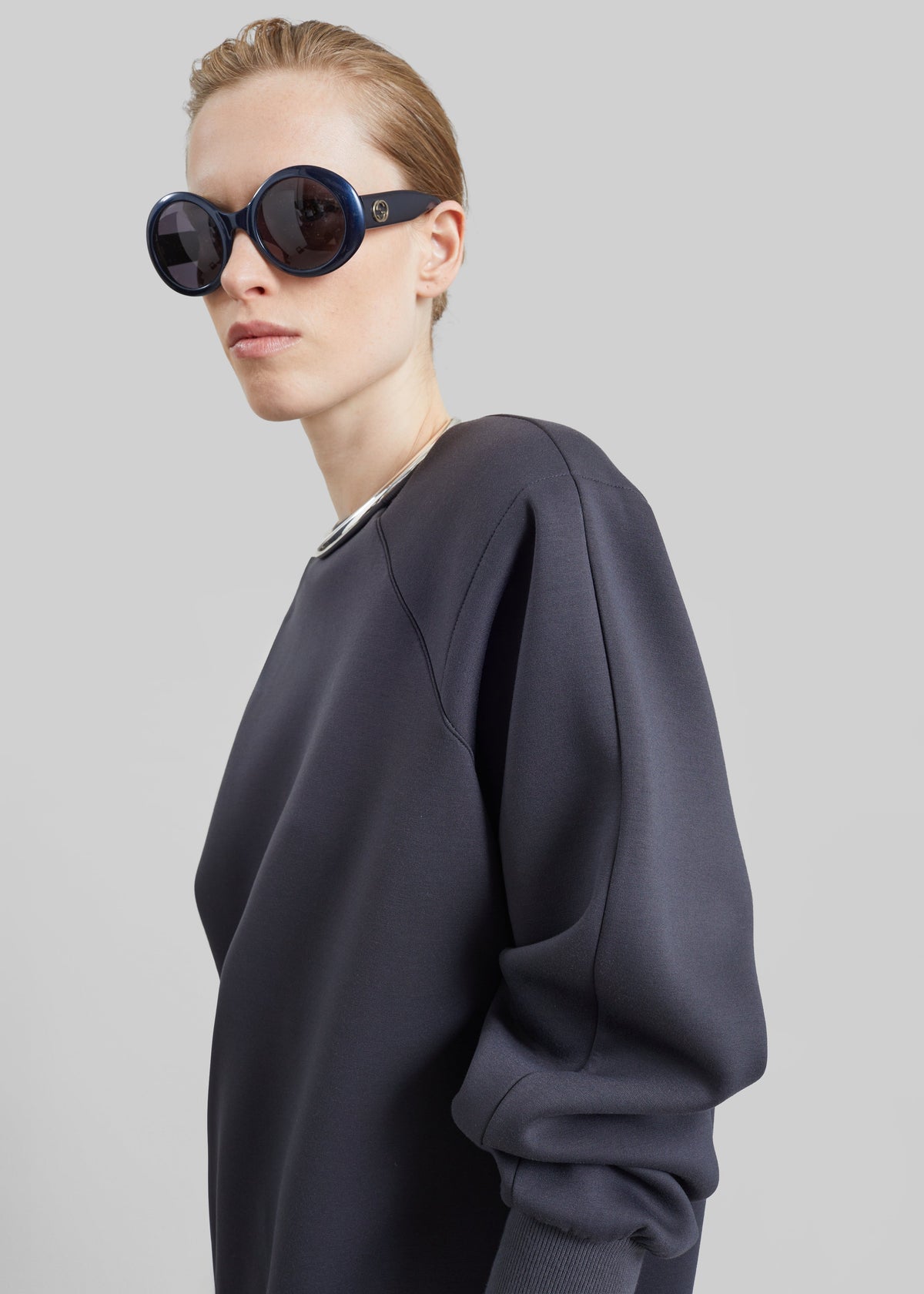 Leian Neoprene Padded Sweatshirt - Grey Melange