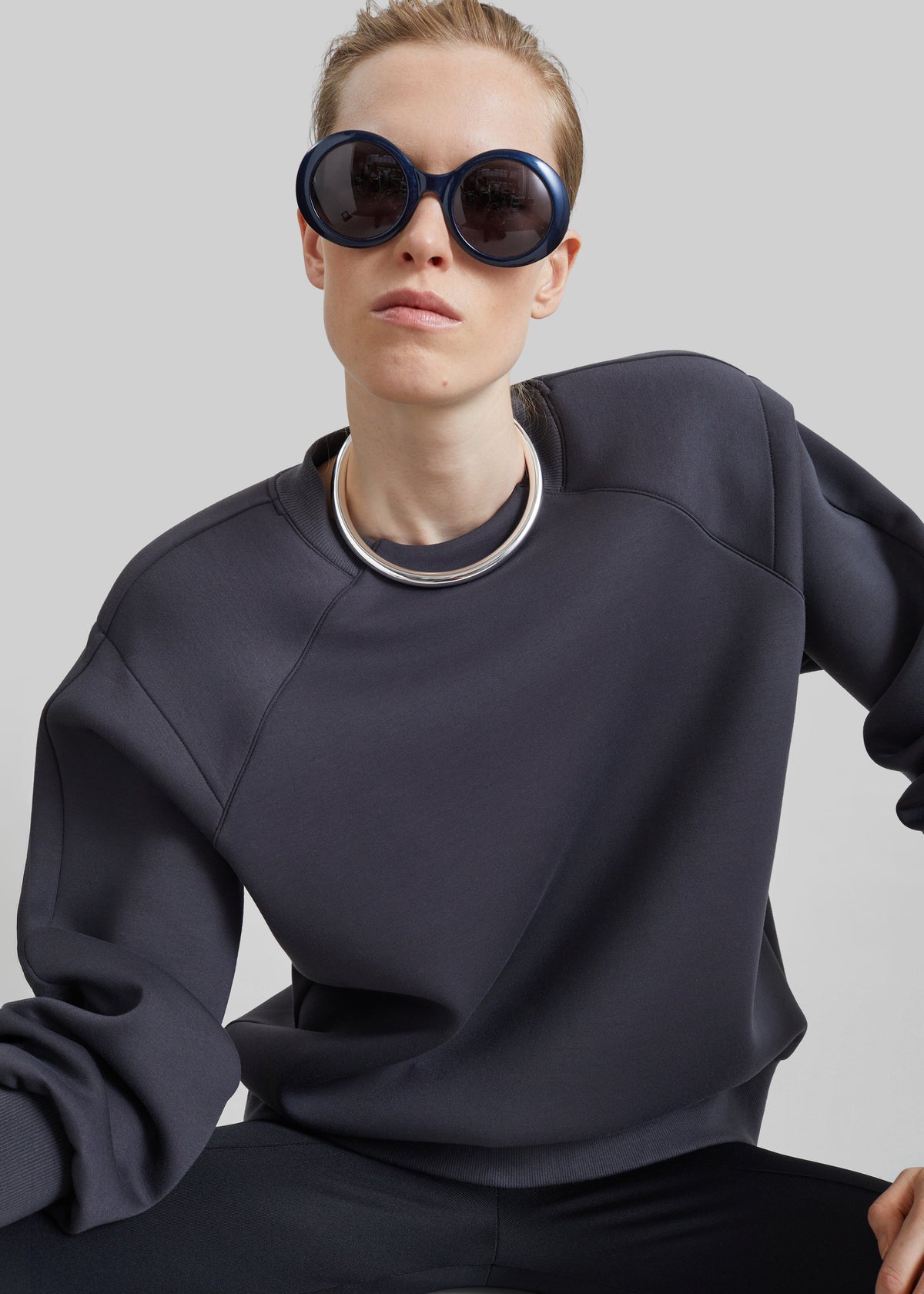 Leian Neoprene Padded Sweatshirt - Grey Melange