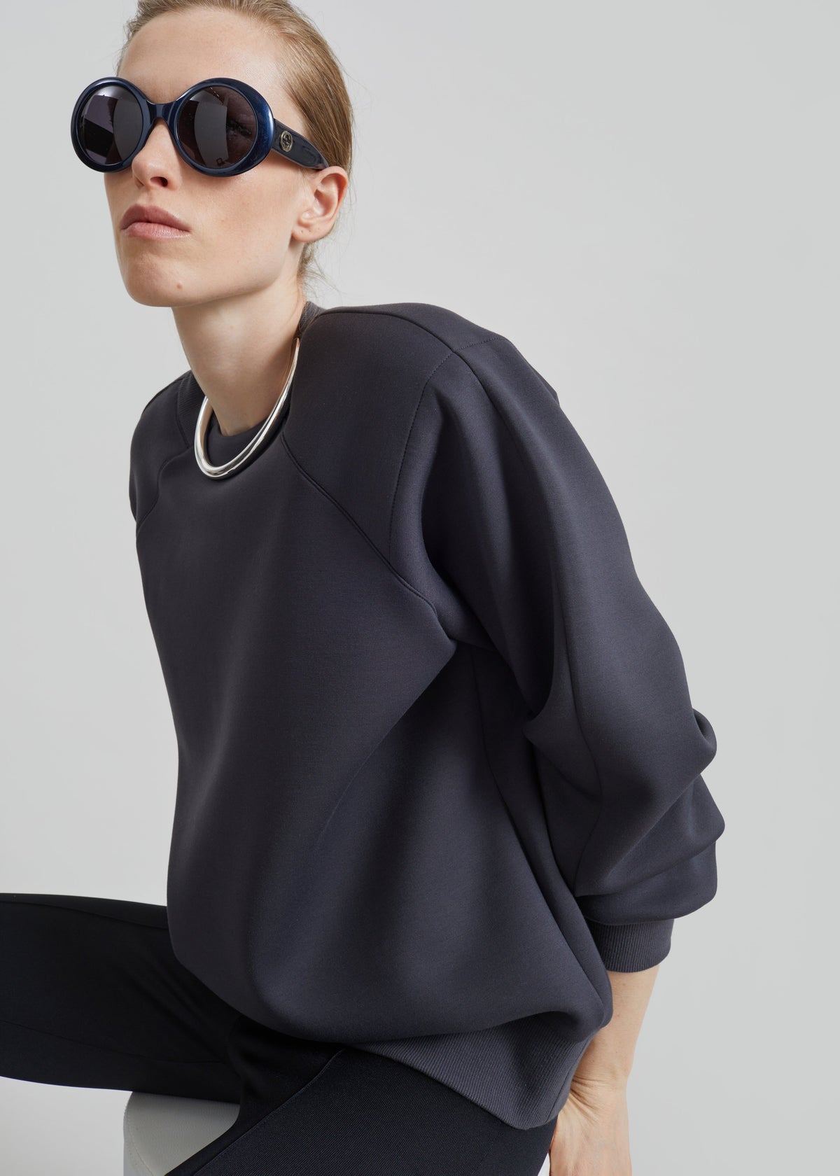 Leian Neoprene Padded Sweatshirt - Grey Melange