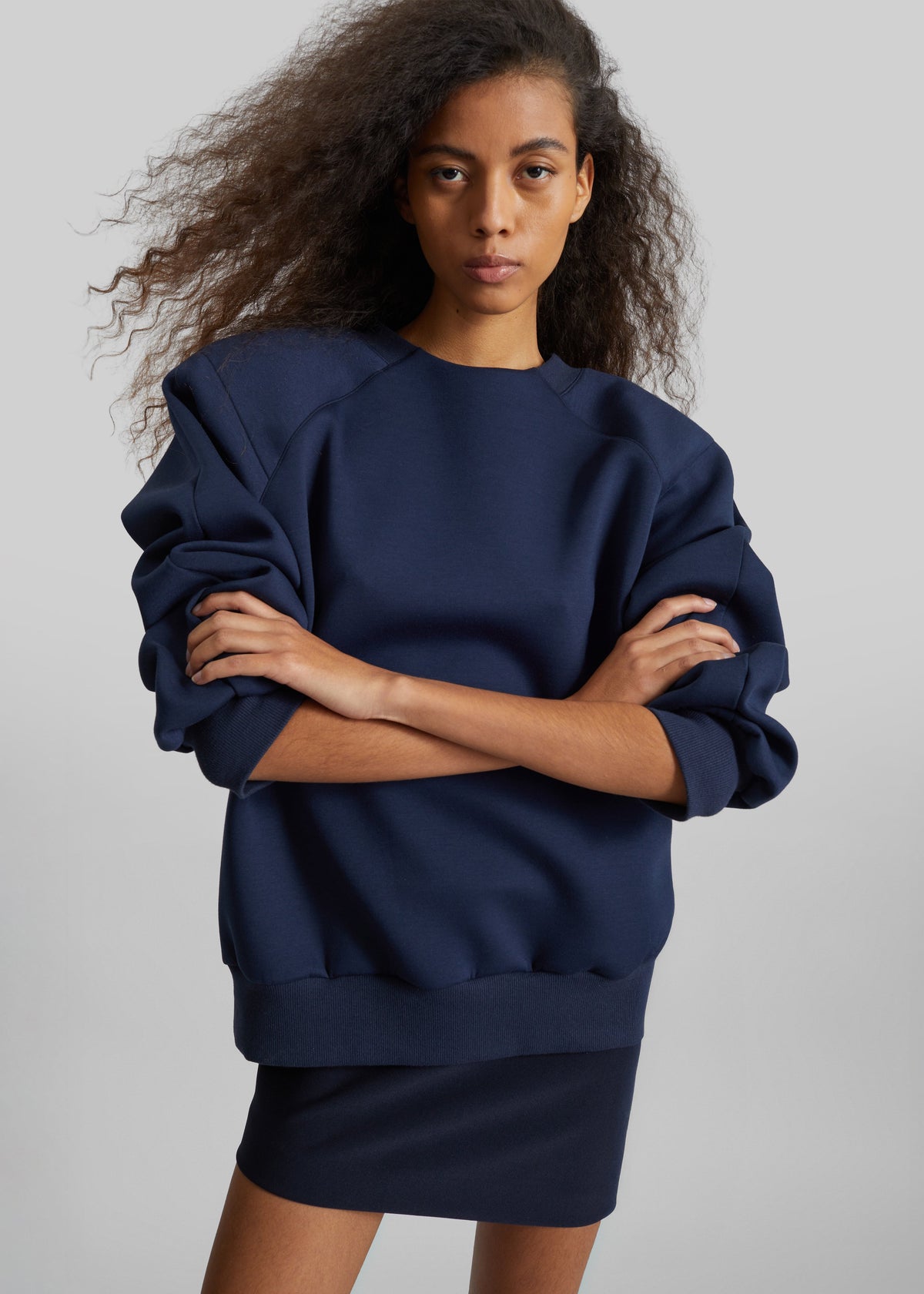 Leian Neoprene Padded Sweatshirt - Navy - 2