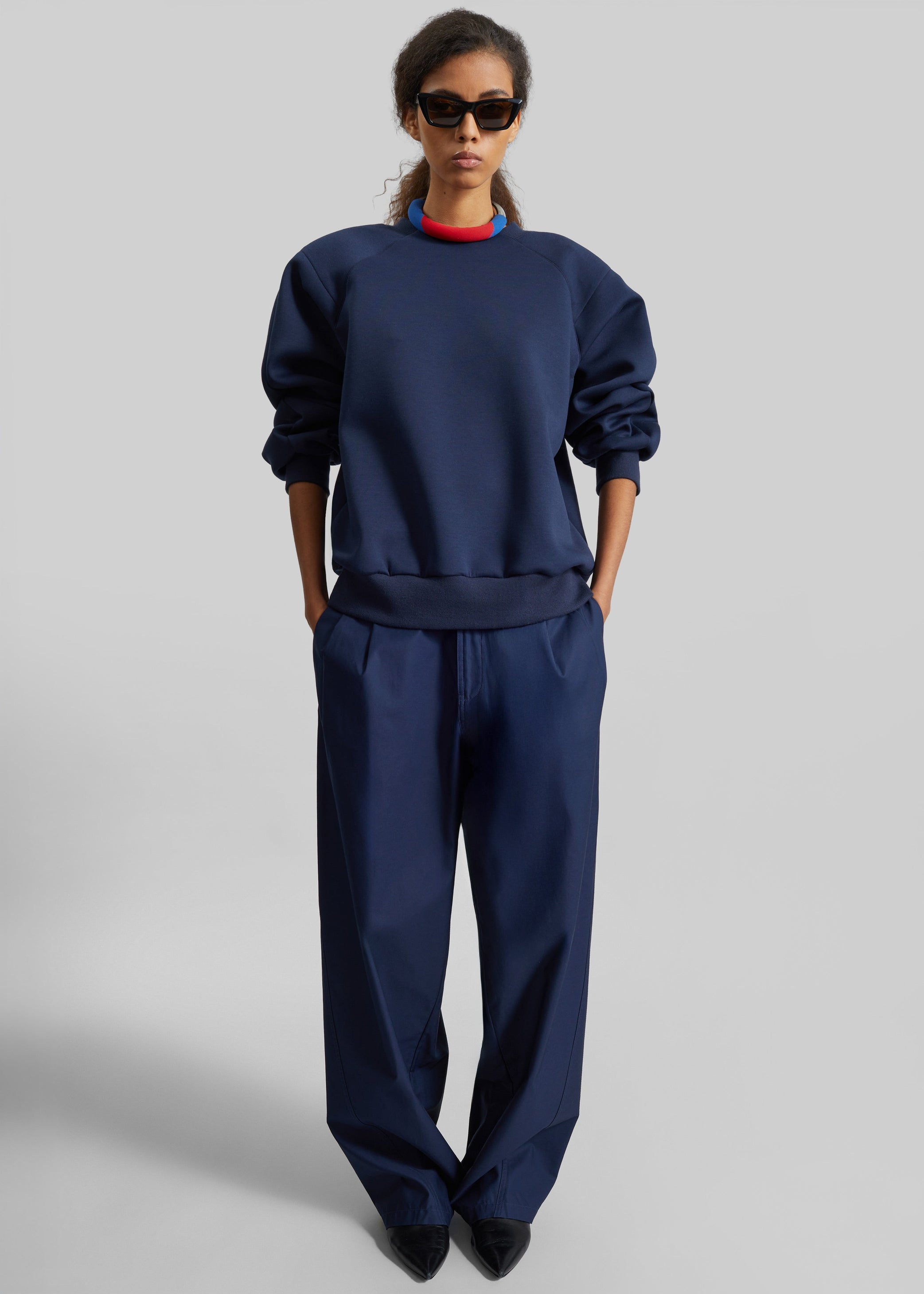 Shop the look image for Leian Neoprene Padded Sweatshirt - Navy