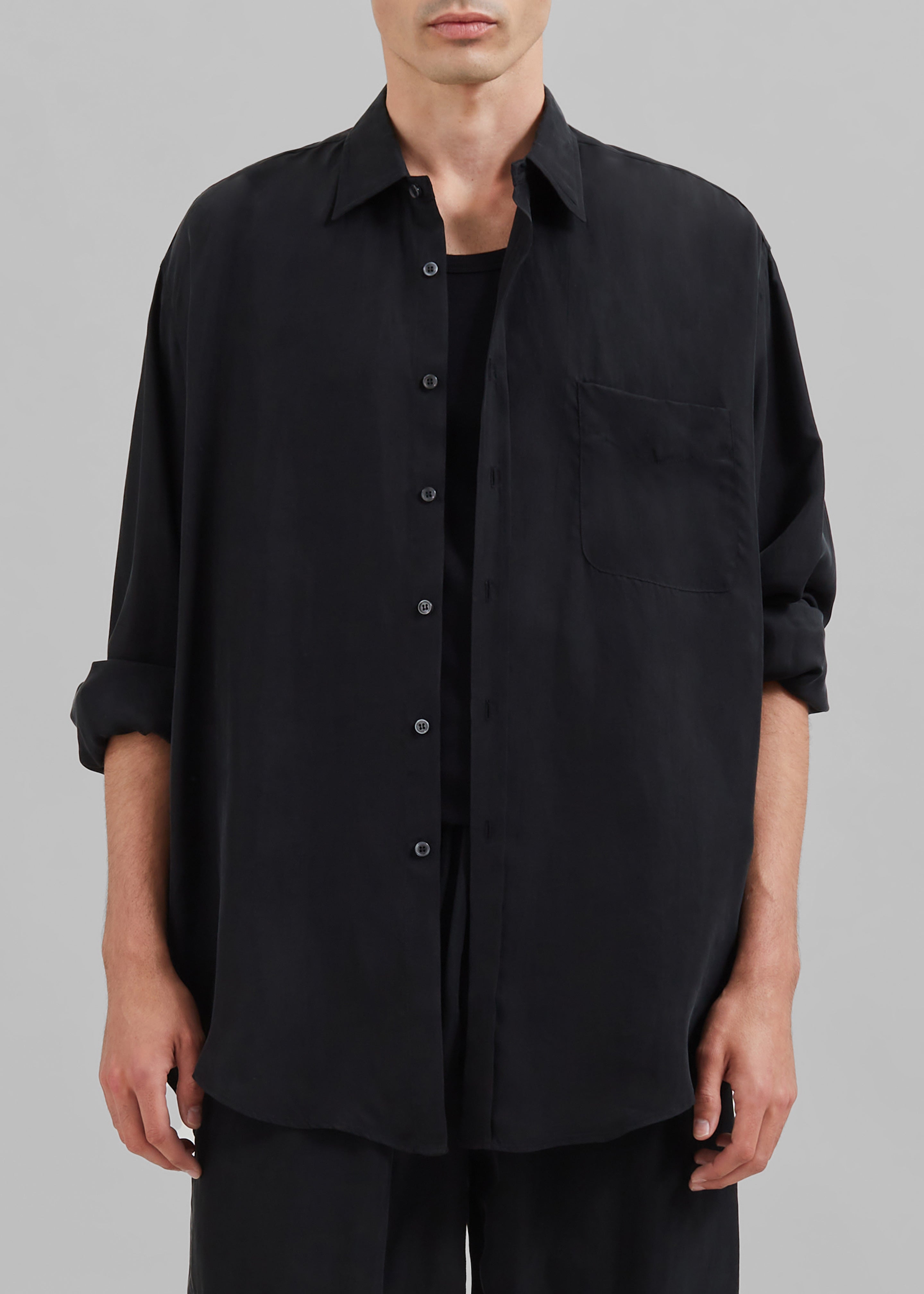 Leland Silky Shirt - Black - 2