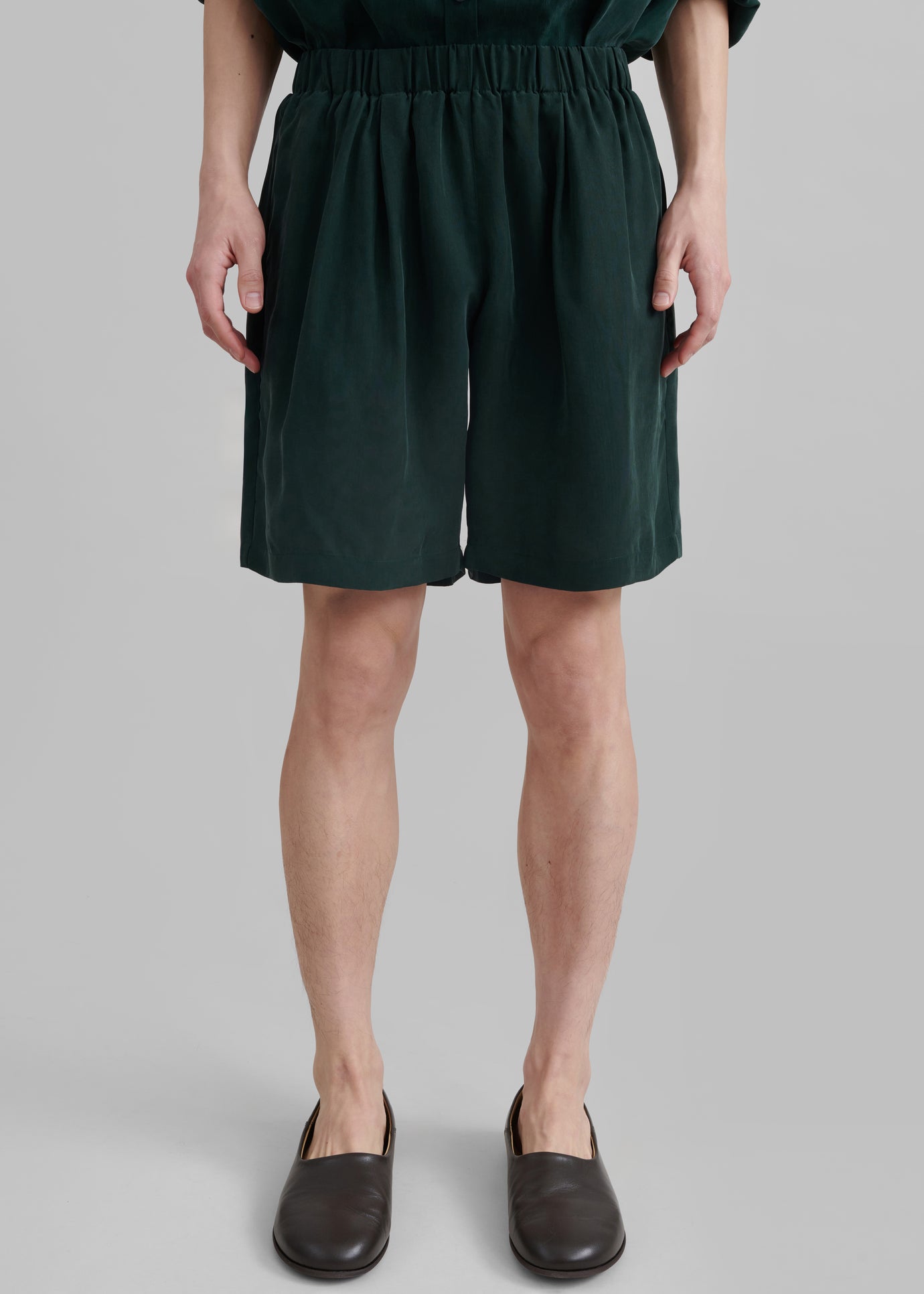 Leland Silky Boxer Shorts - Forest Green