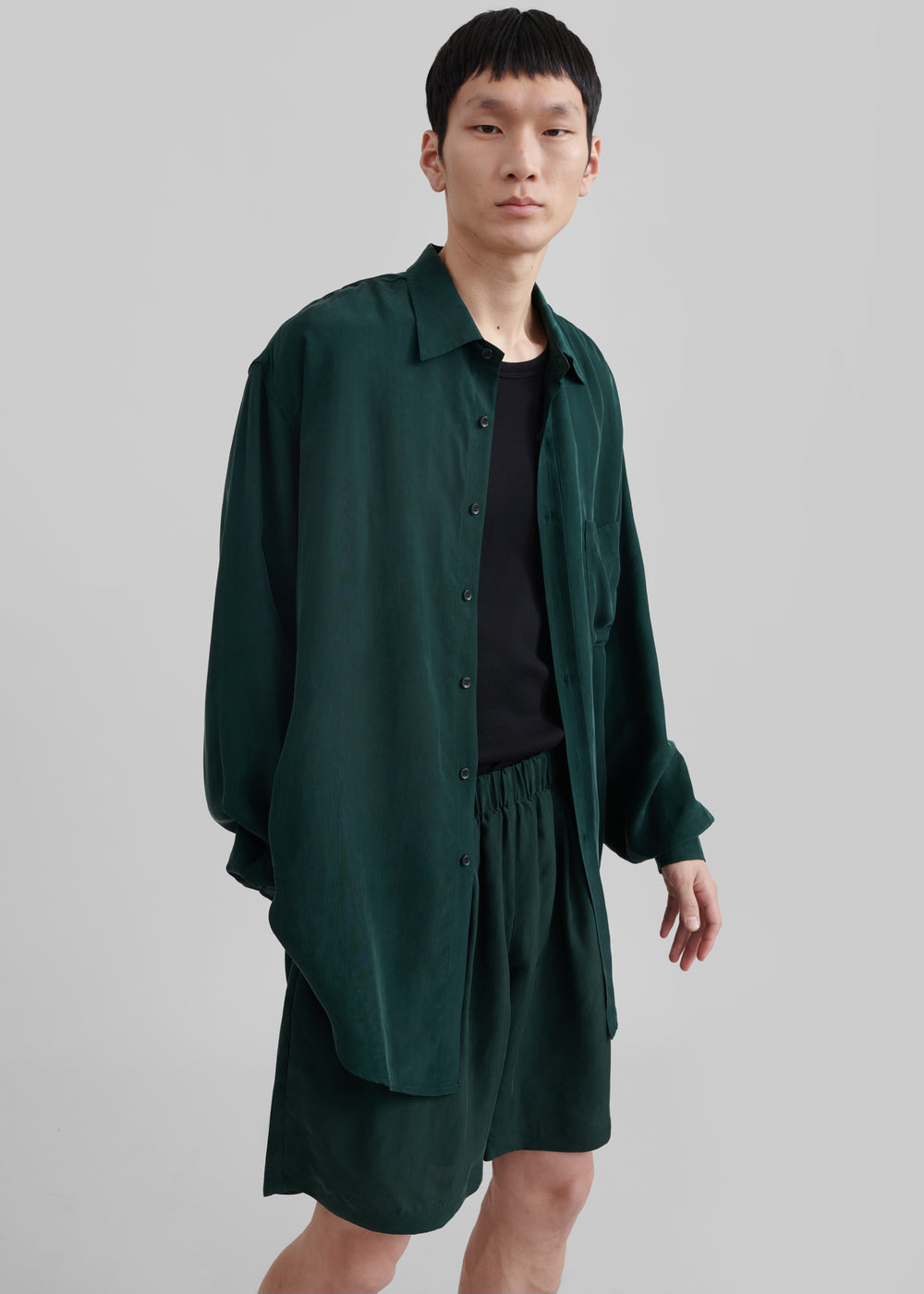 Leland Silky Shirt - Forest Green