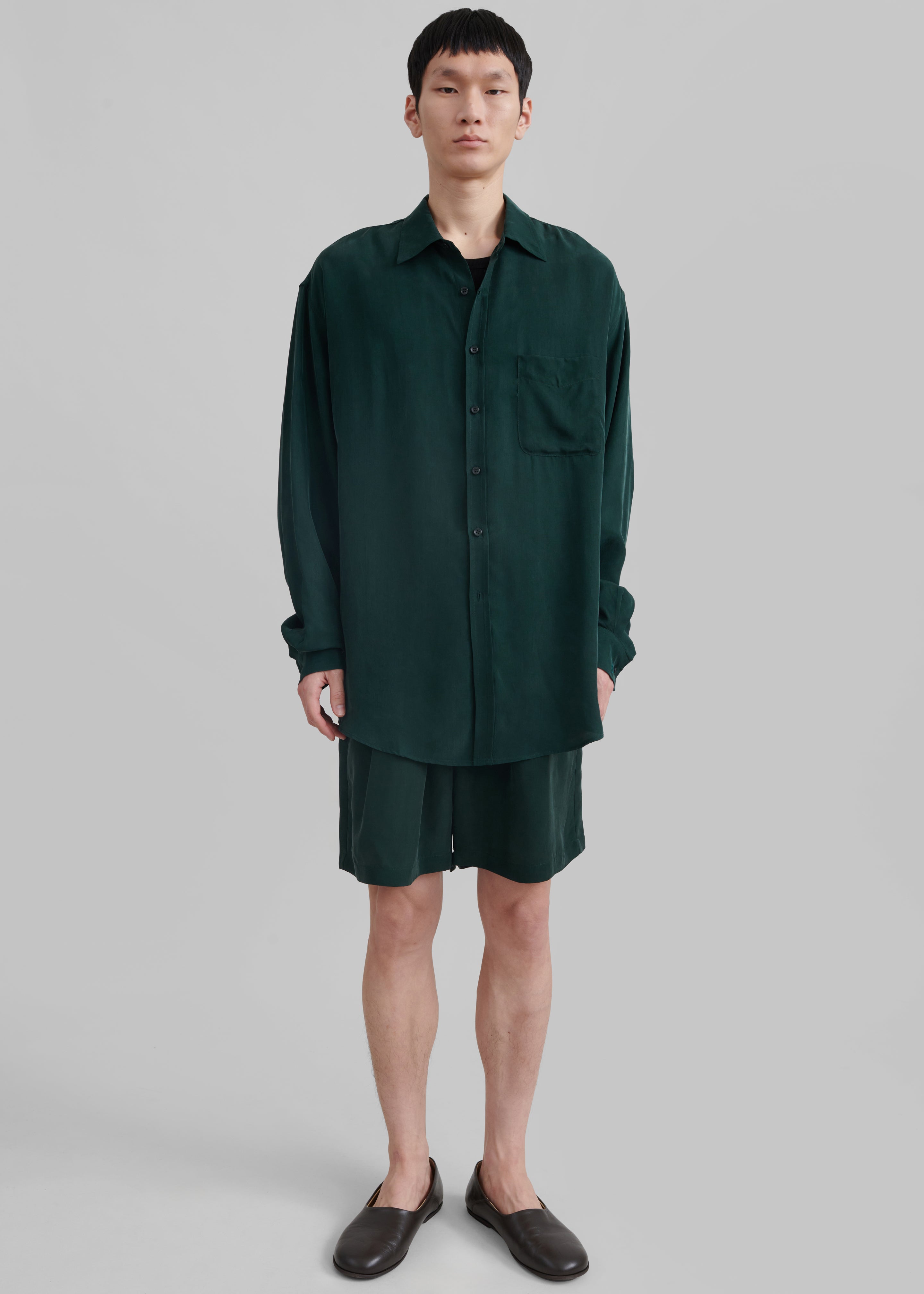 Leland Silky Shirt - Forest Green - 1