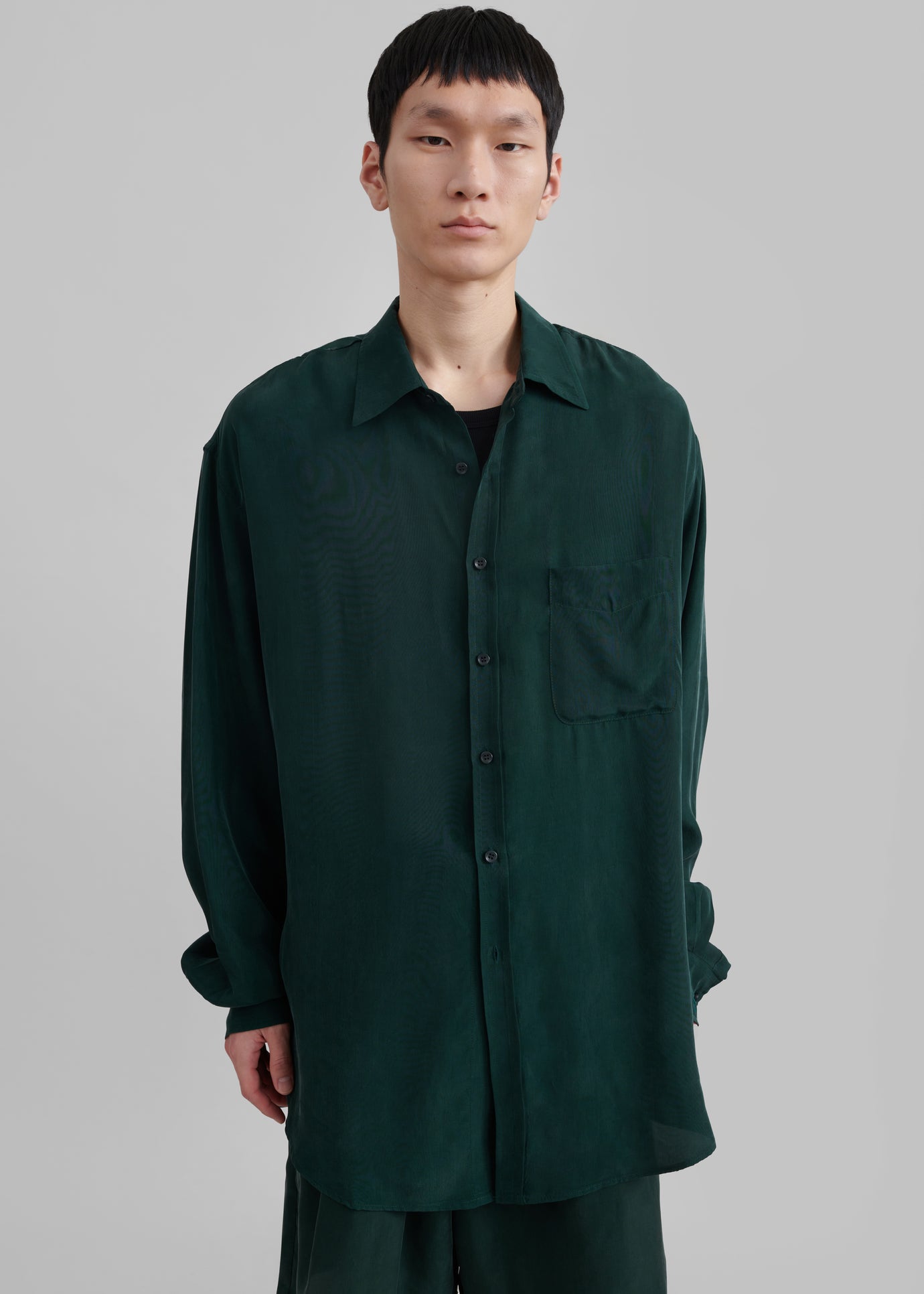 Leland Silky Shirt - Forest Green - 1