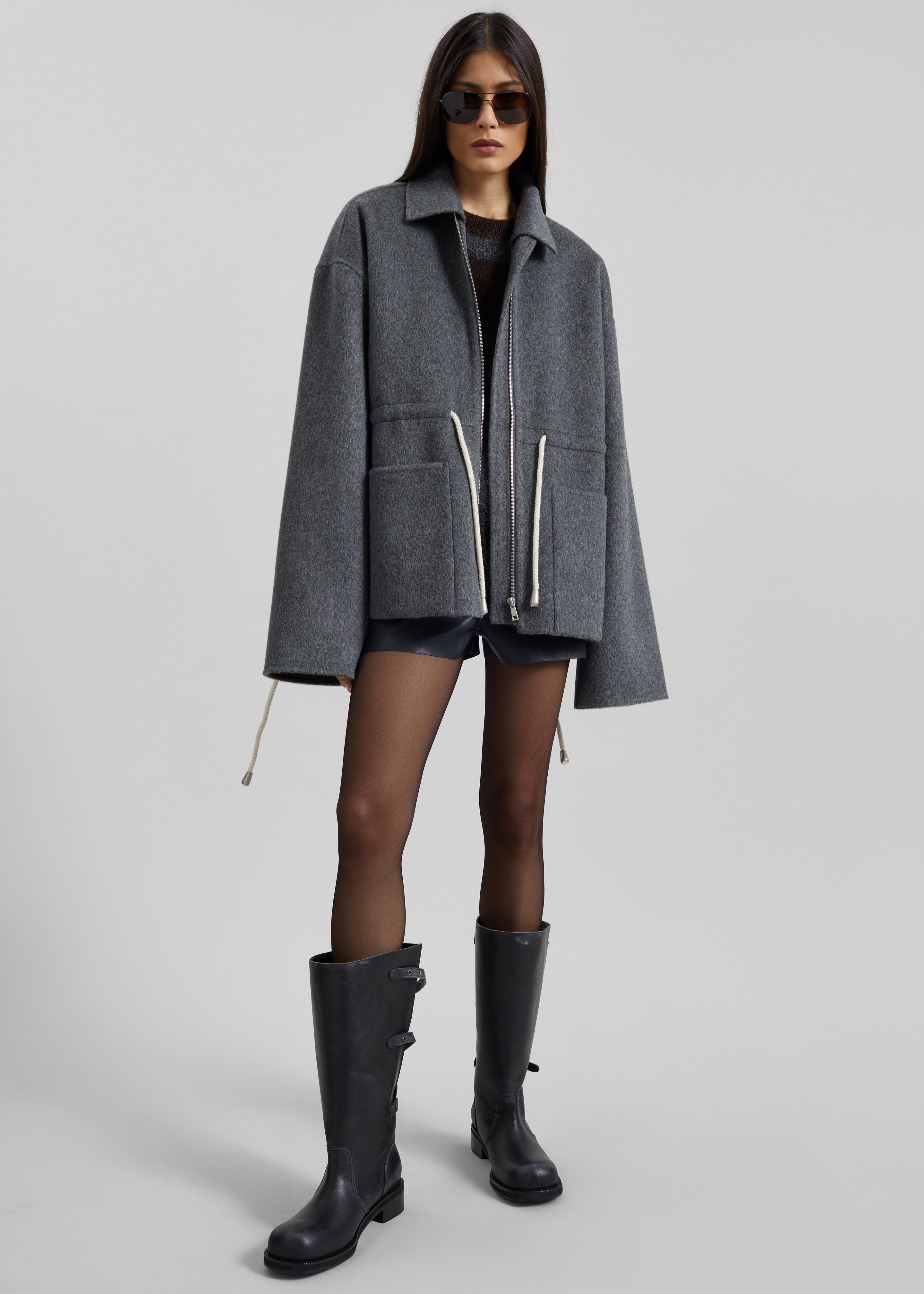 Lemvig Wool Drawstring Jacket - Grey - 4