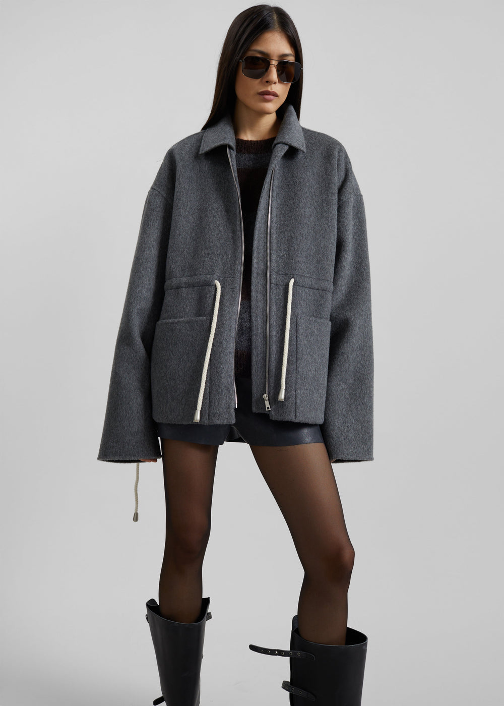 Lemvig Wool Drawstring Jacket - Grey