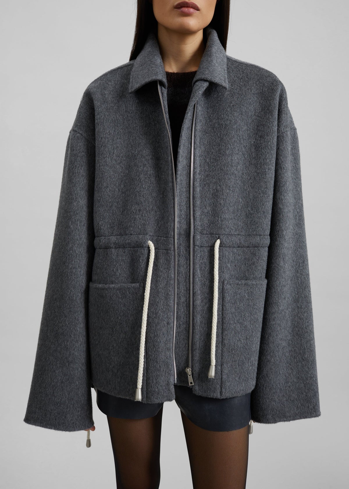 Lemvig Wool Drawstring Jacket - Grey - 6