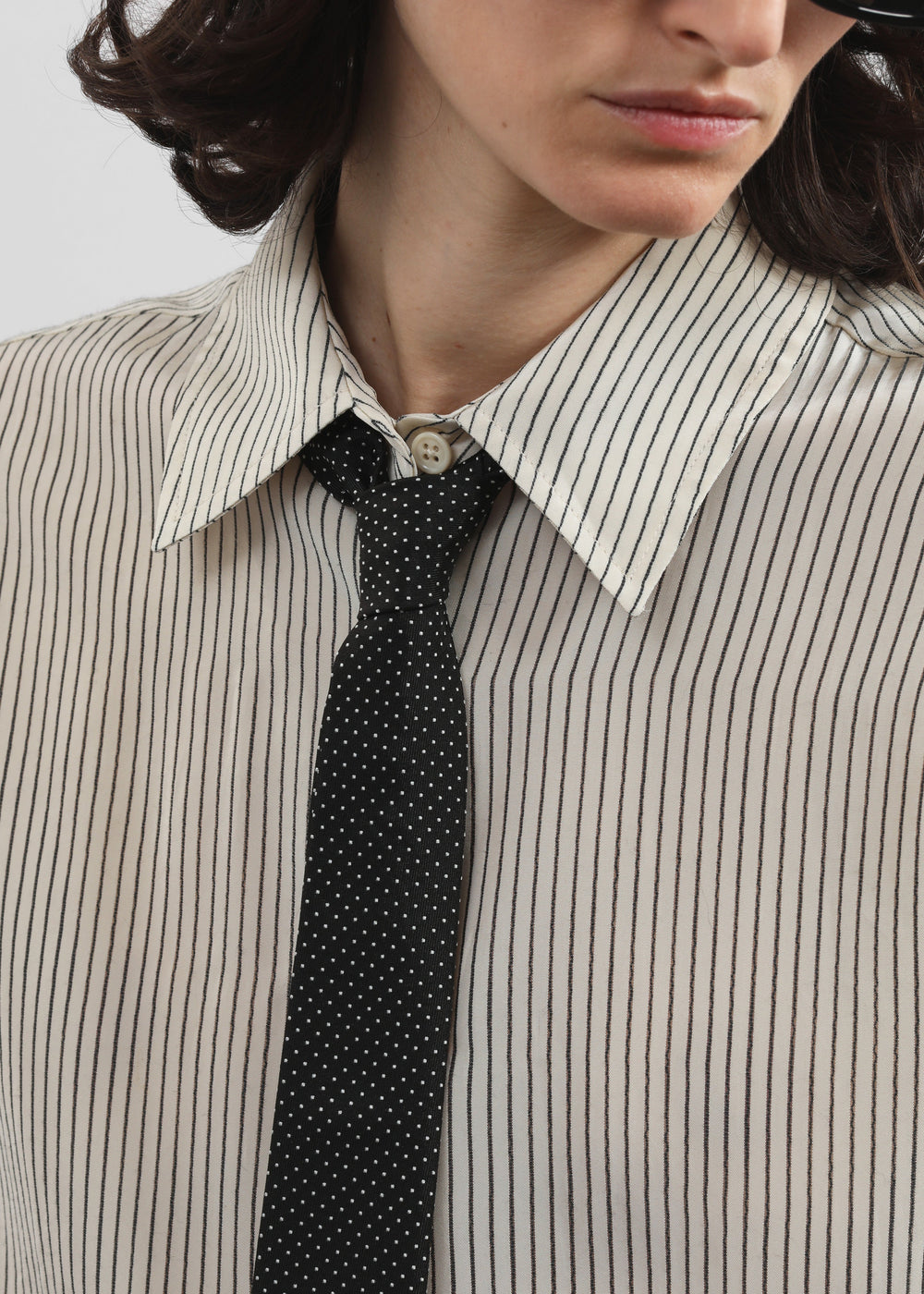Lene Dotted Jacquard Tie - Black/White - 1