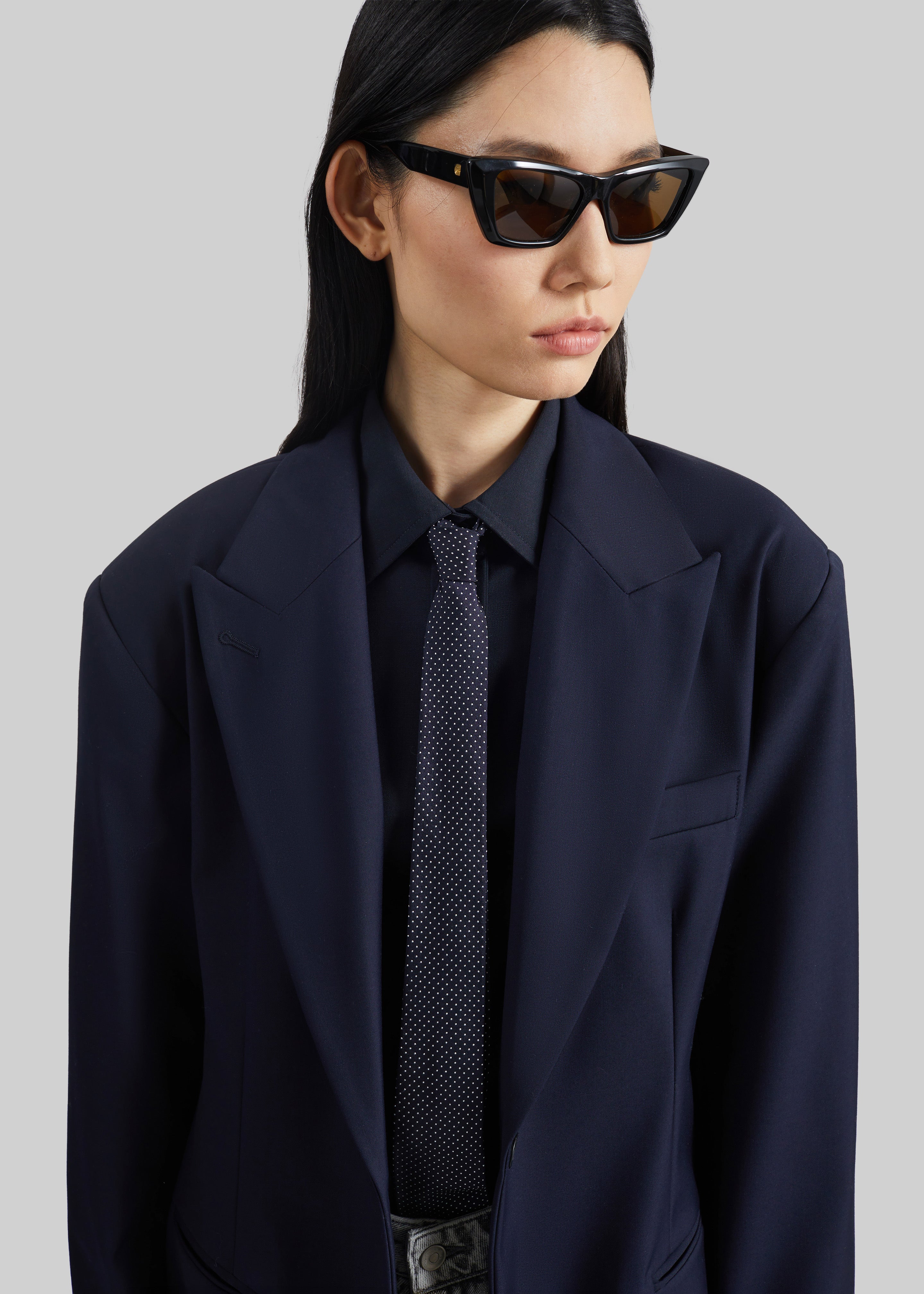 Lene Dotted Jacquard Tie - Blue/White - 1