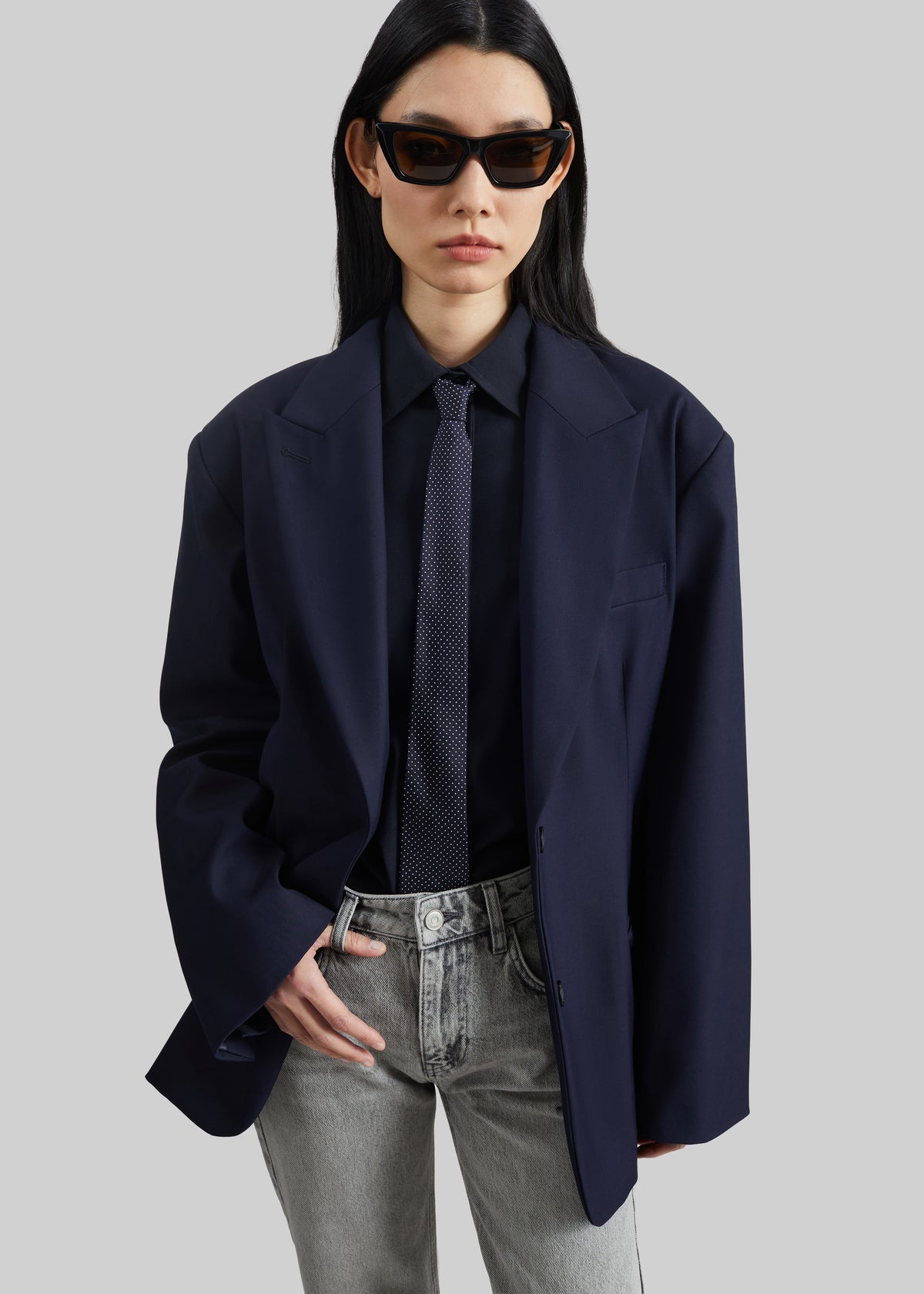 Lene Dotted Jacquard Tie - Blue/White - 5