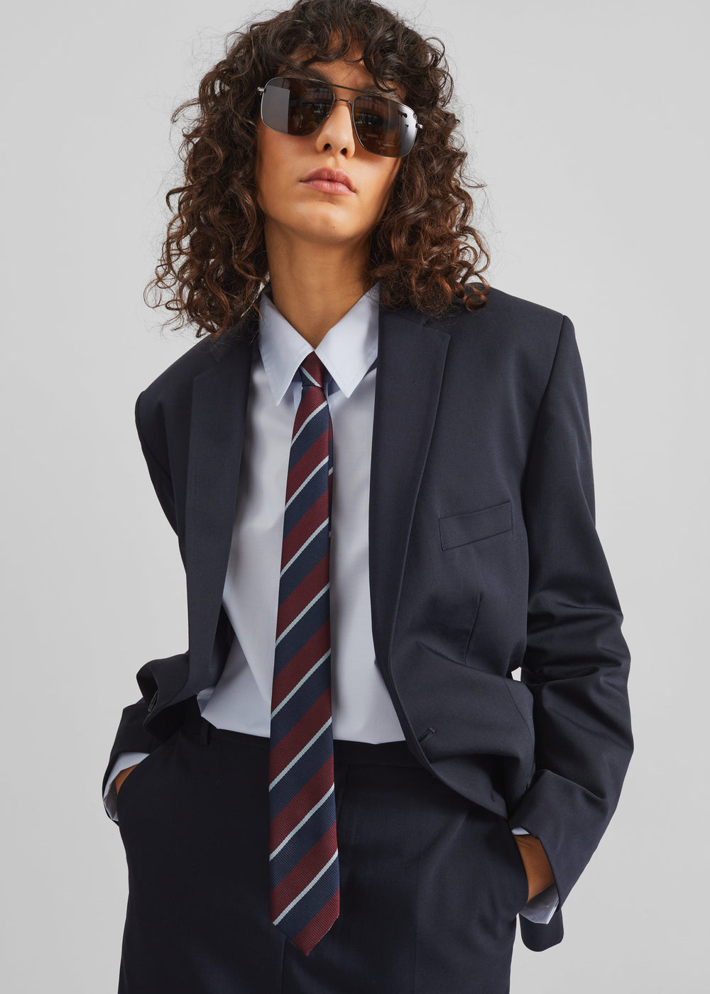 Lene Striped Tie - Burgundy