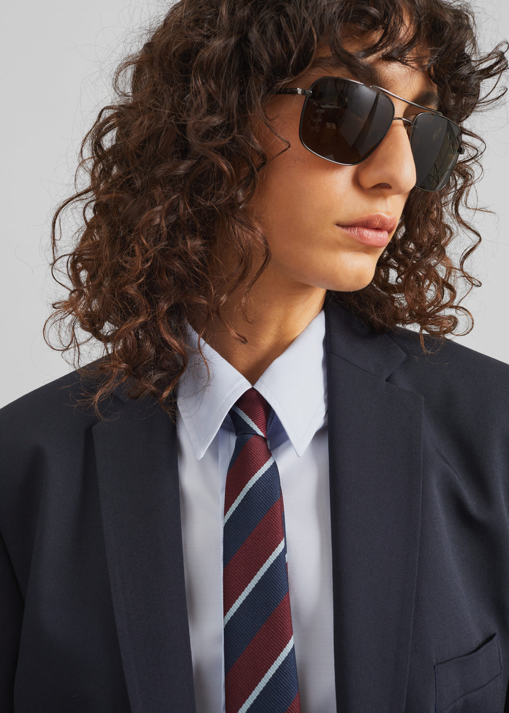 Lene Striped Tie - Burgundy - 1