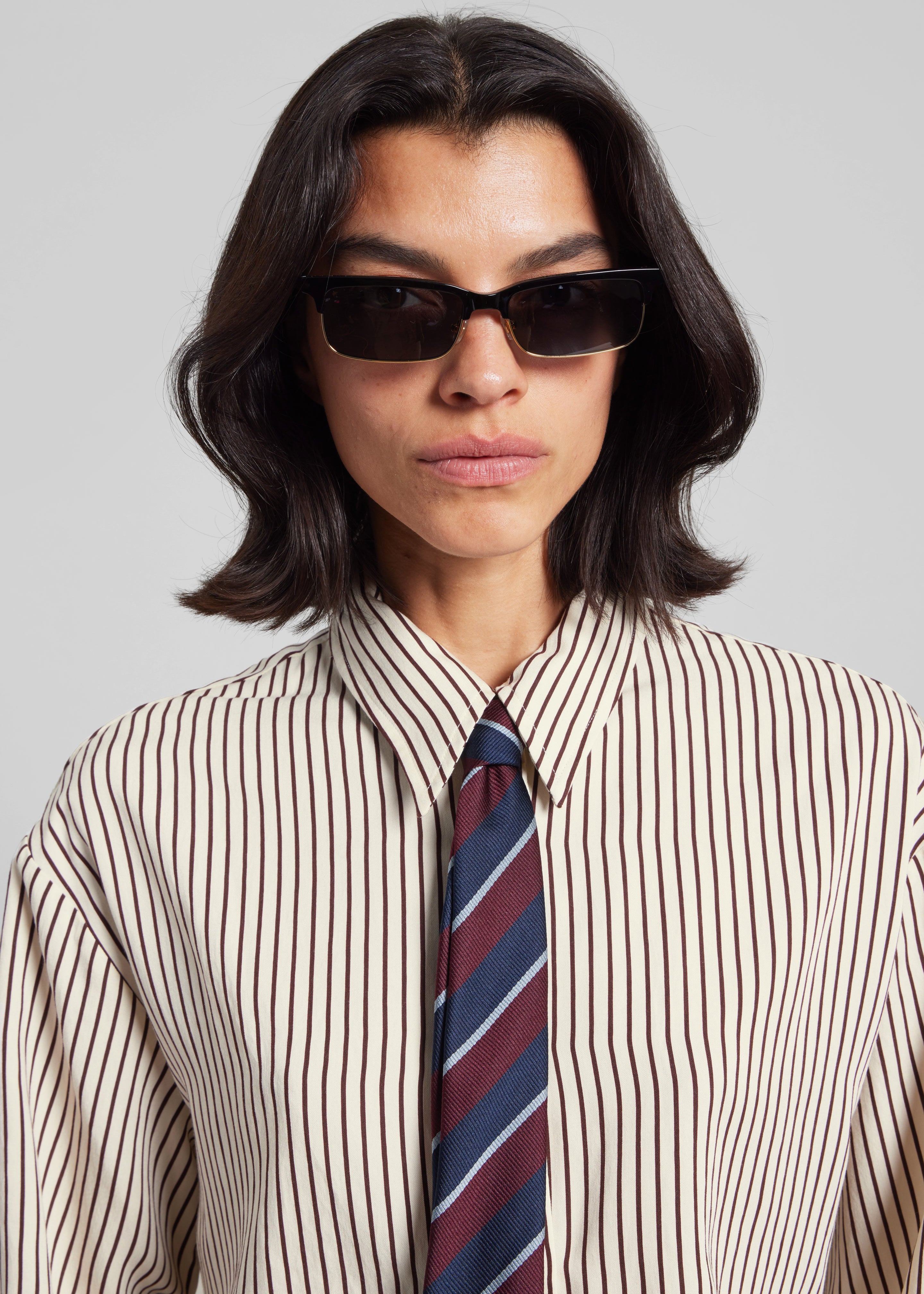Lene Striped Tie - Burgundy - 7
