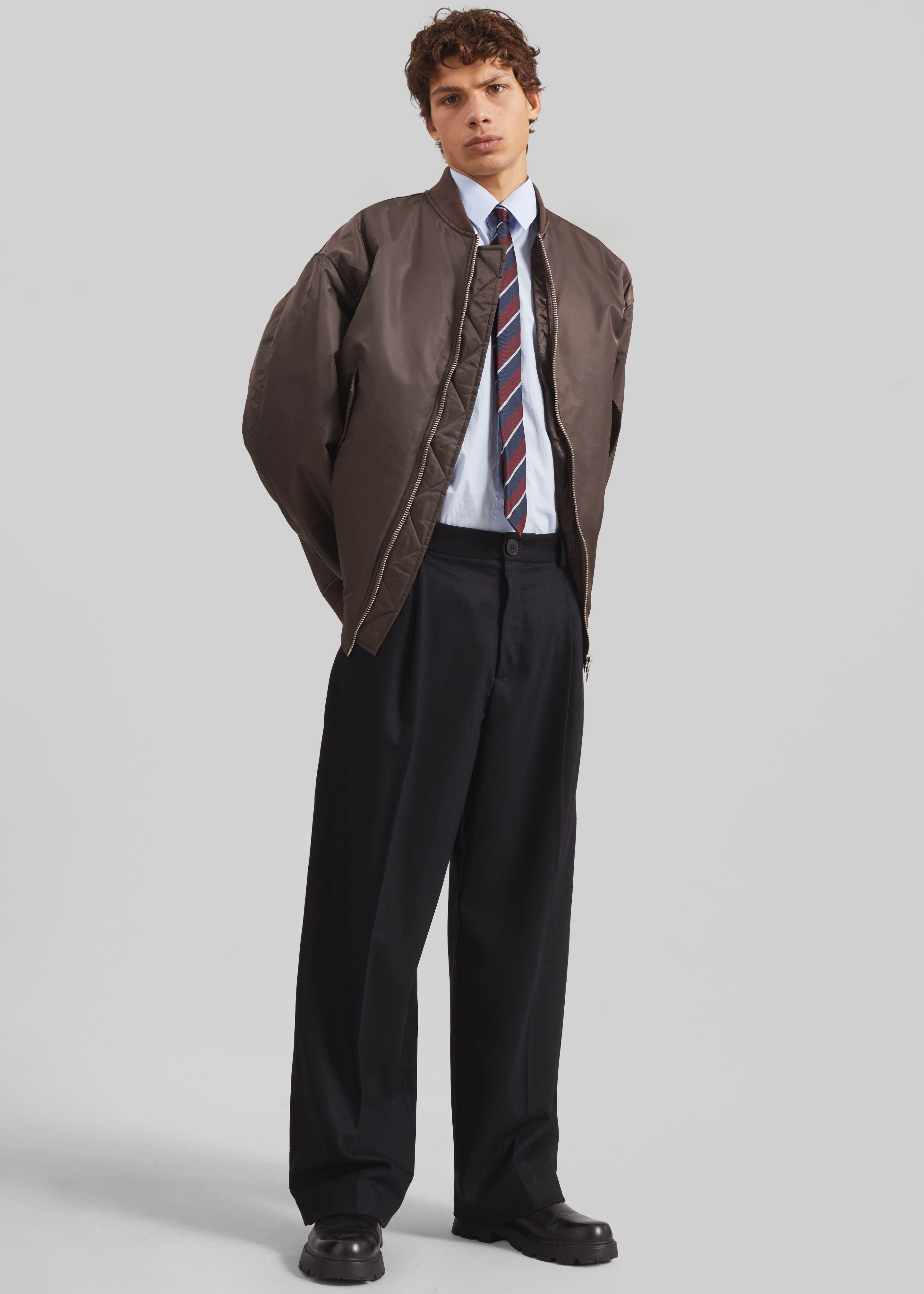 Lene Striped Tie - Burgundy - 9