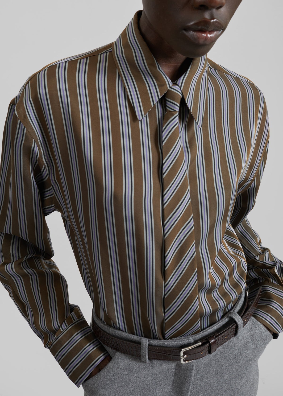 Lene Tie - Brown Multi Stripe