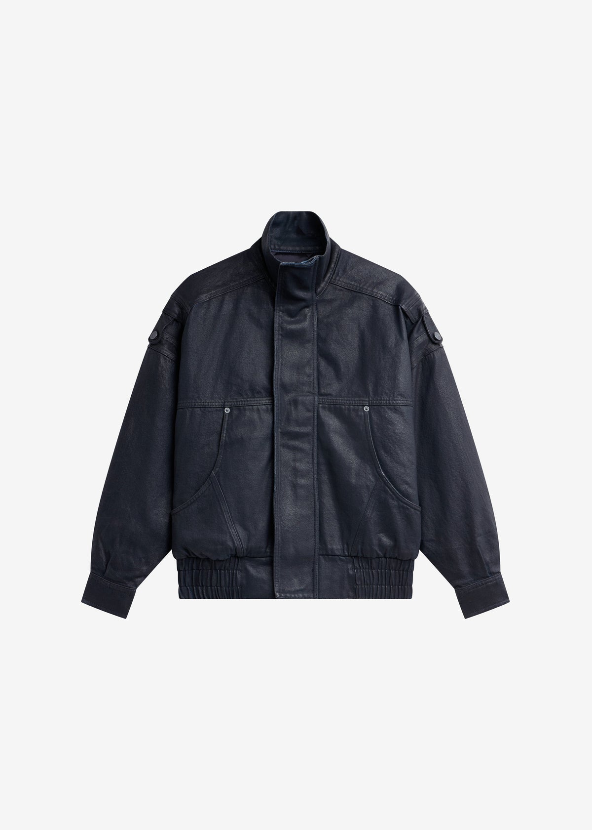 Giacca Lenea in denim spalmato con maniche a pipistrello - Nero