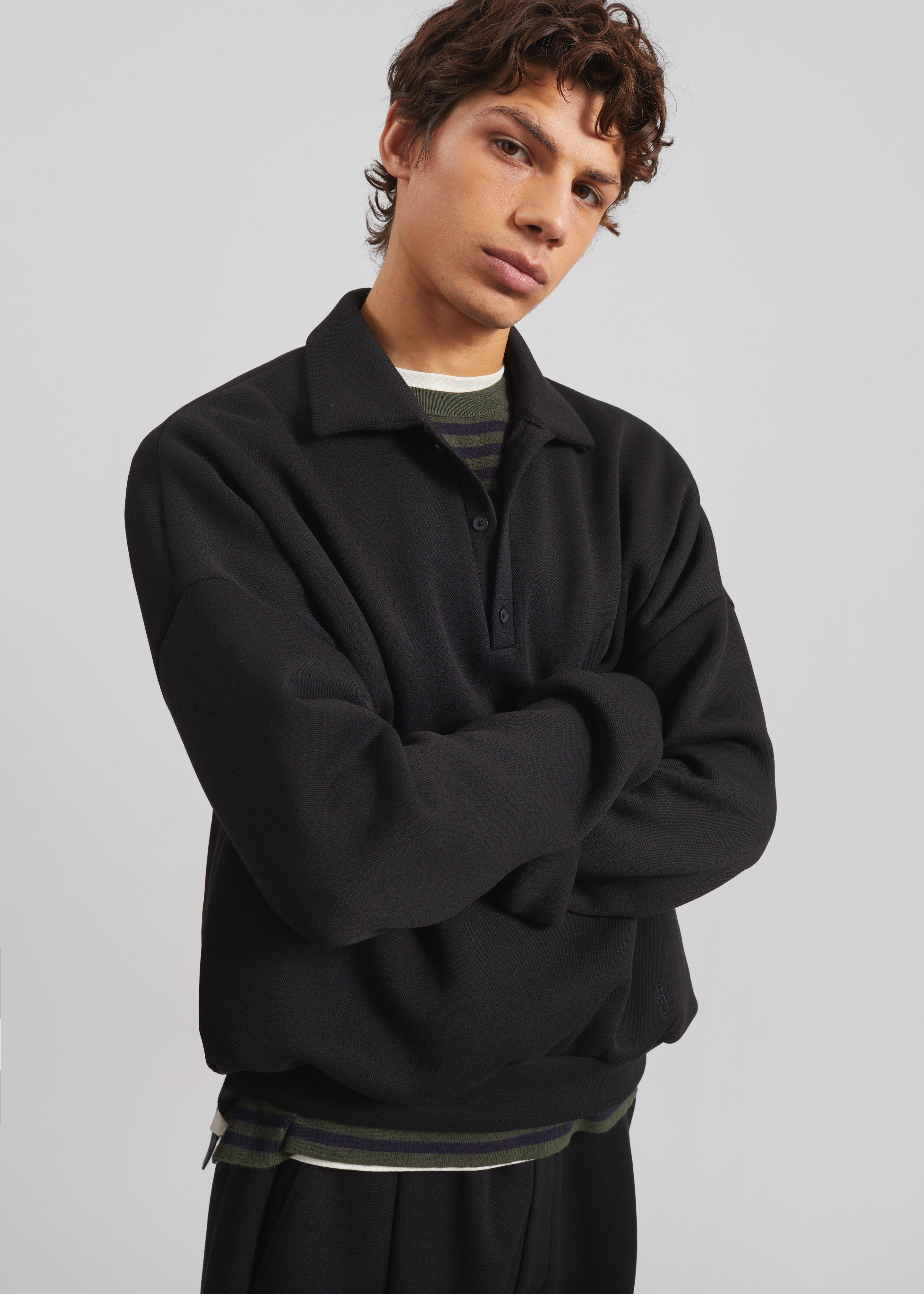 Lenham Polo Sweatshirt - Black - 2