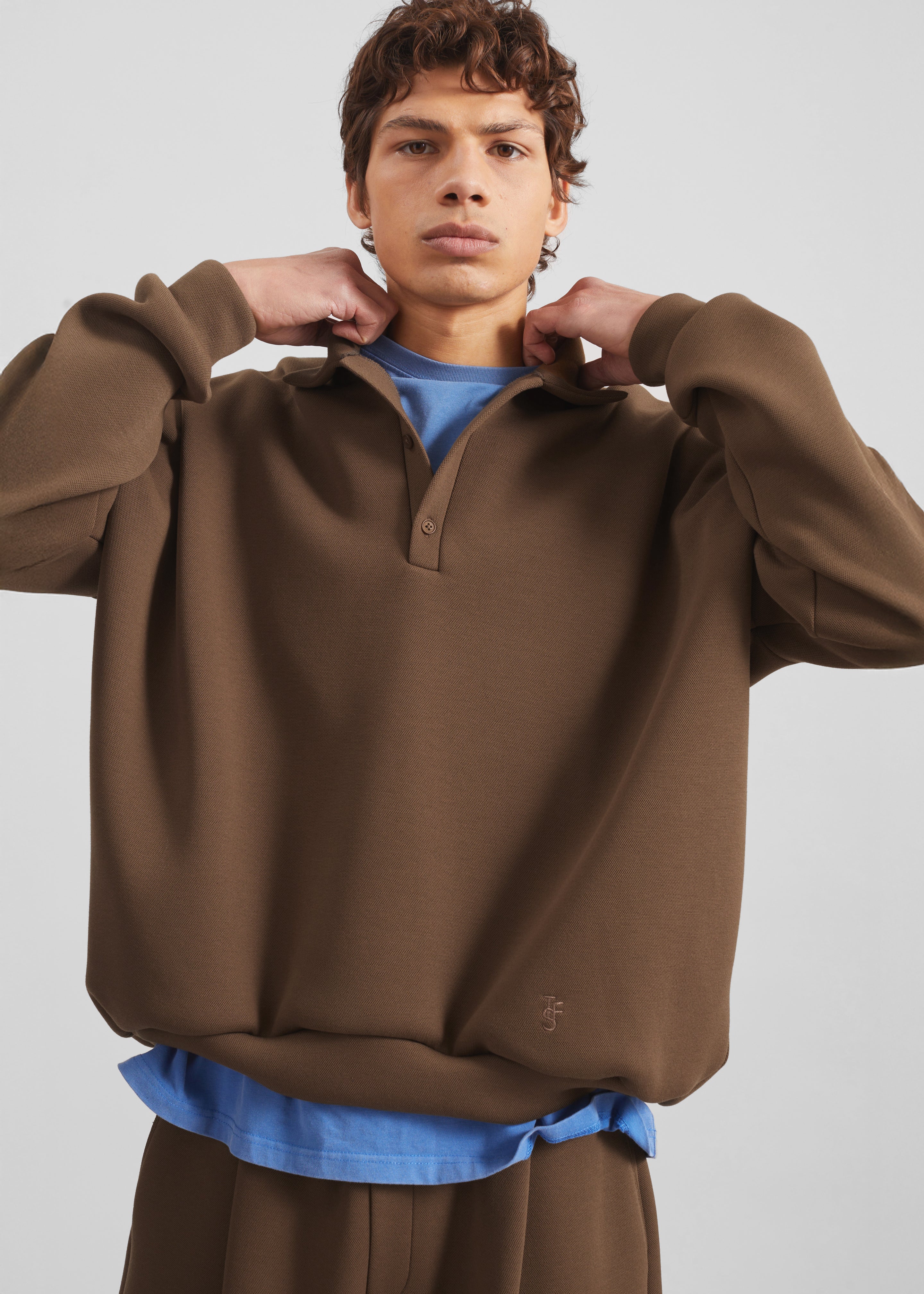 Lenham Polo Sweatshirt - Dark Camel - 1